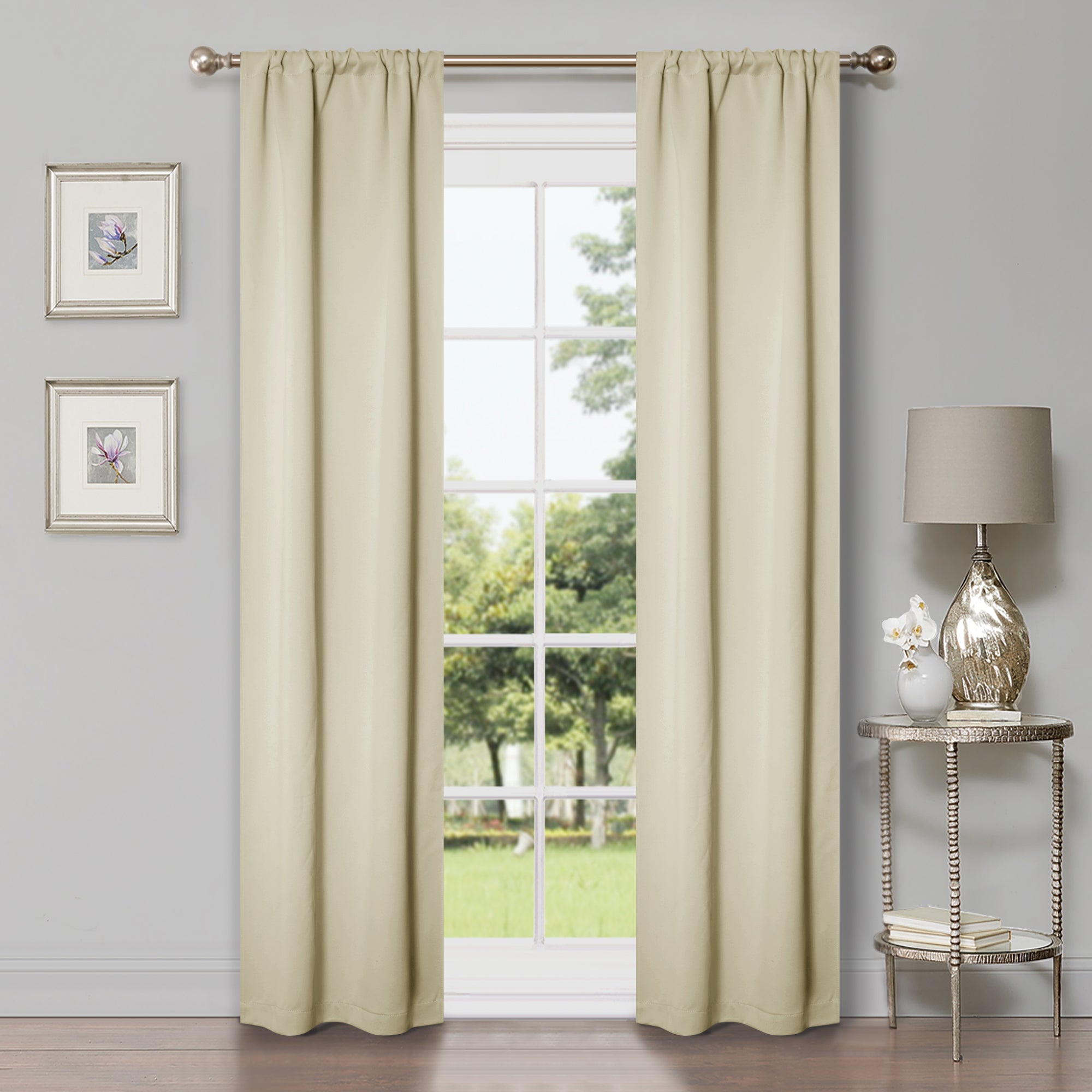 Blackout Curtains for Bedroom - Solid Classic Modern Rod Pocket Curtain Set, Thermal Insulated & Noise Reducing, Perfect for Home, Office, and Nursery (Black)