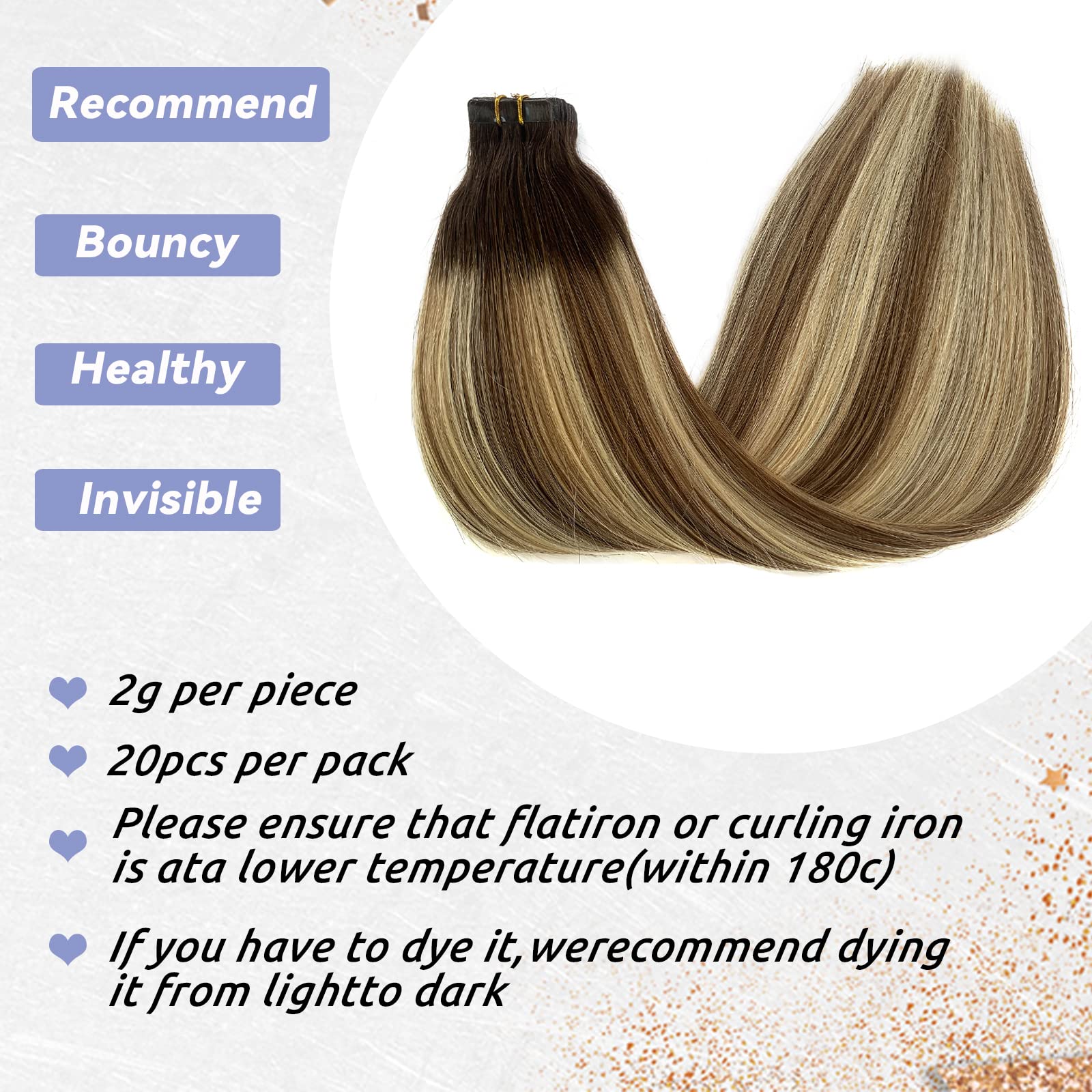 Premium 24Inch Blonde Tape-In Hair Extensions - 100% Human Remy Hair with Ash Brown to Bleach Blonde Highlights | Invisible Skin Weft for Seamless Blending | Perfect for Daily Wear, Parties, Weddings & Special Occasions