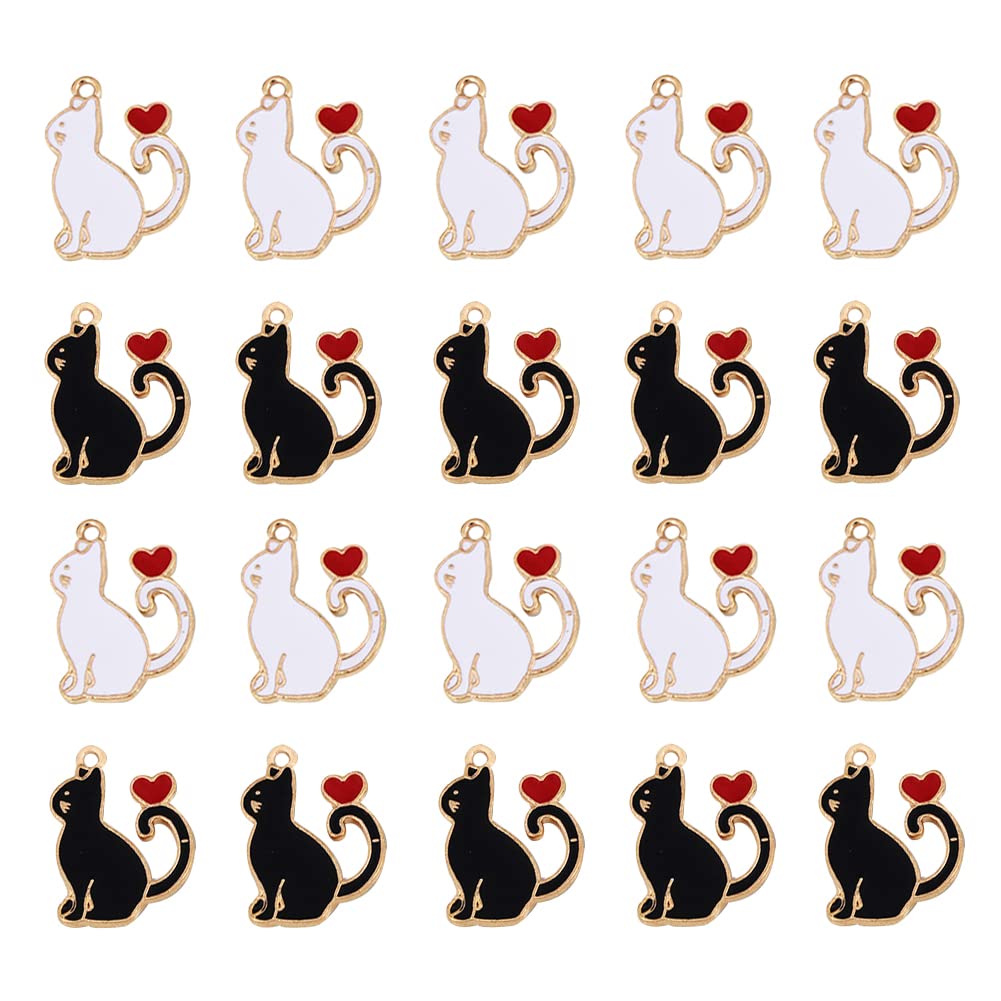 20 pcs Cute Cat Enamel Charms for DIY Jewelry Making - Earrings, Necklaces, Bracelets & Keychains - Perfect for Handmade Crafts, Gifts & Accessories
