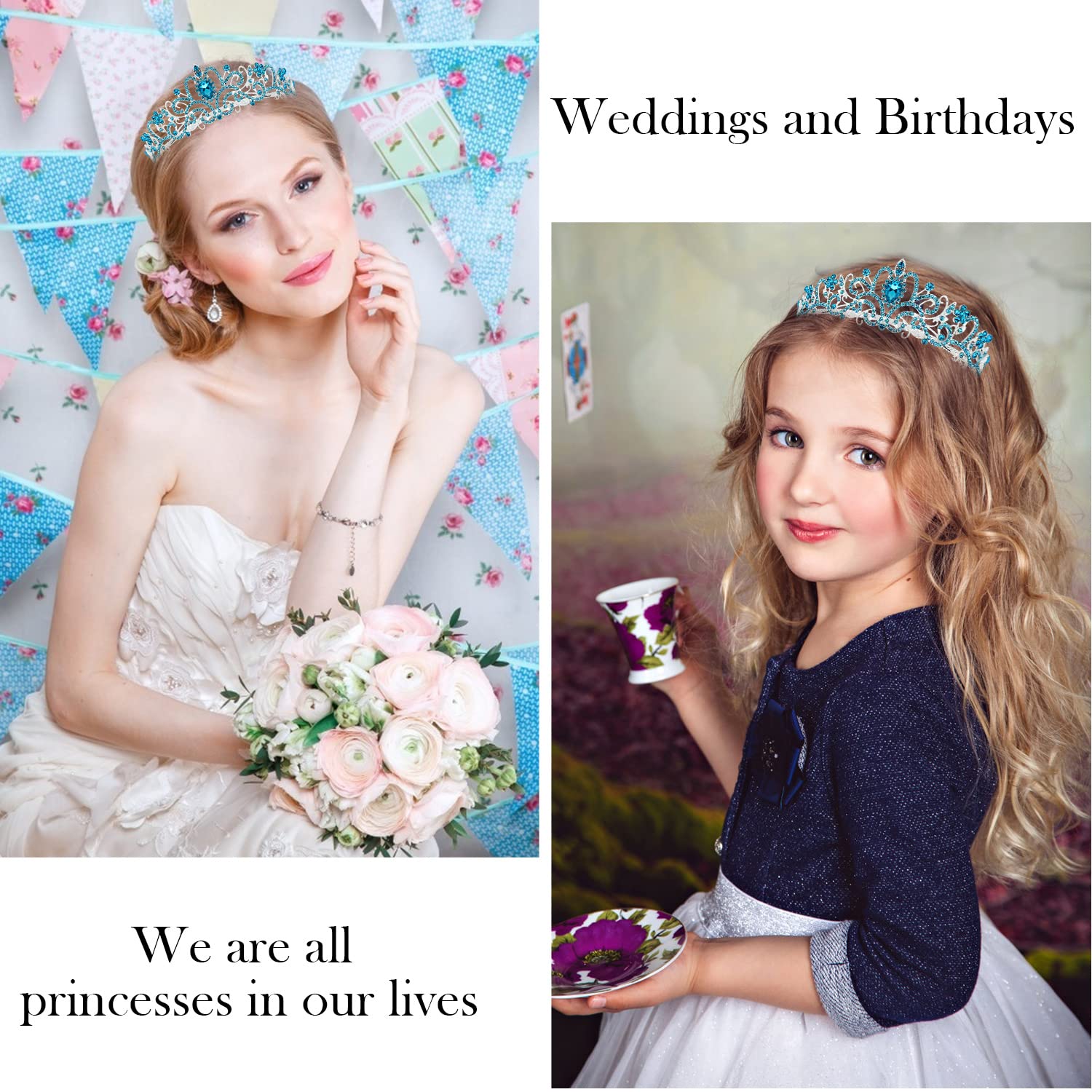 Birthday Girl Sash & Princess Tiara Set - Blue Crown for Girls Birthday Party, Happy Birthday Decorations & Accessories - Perfect for Birthday Celebrations, Princess Parties & Special Occasions