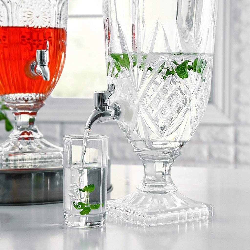 3L Glass Beverage Dispenser with Faucet - Crystal Clear Outdoor Drink Dispenser for Juice, Lemonade & Iced Tea - Perfect for BBQs, Picnics & Parties