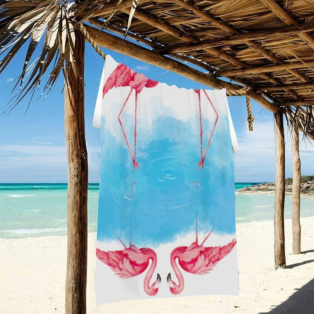 Custom Flamingo Beach Towel Personalized with Name - 30x60 Inch Soft Pink Bath & Pool Towel for Summer Travel - Perfect Birthday Gift for Women & Girls - Beach, Pool, Vacation, Spa Use