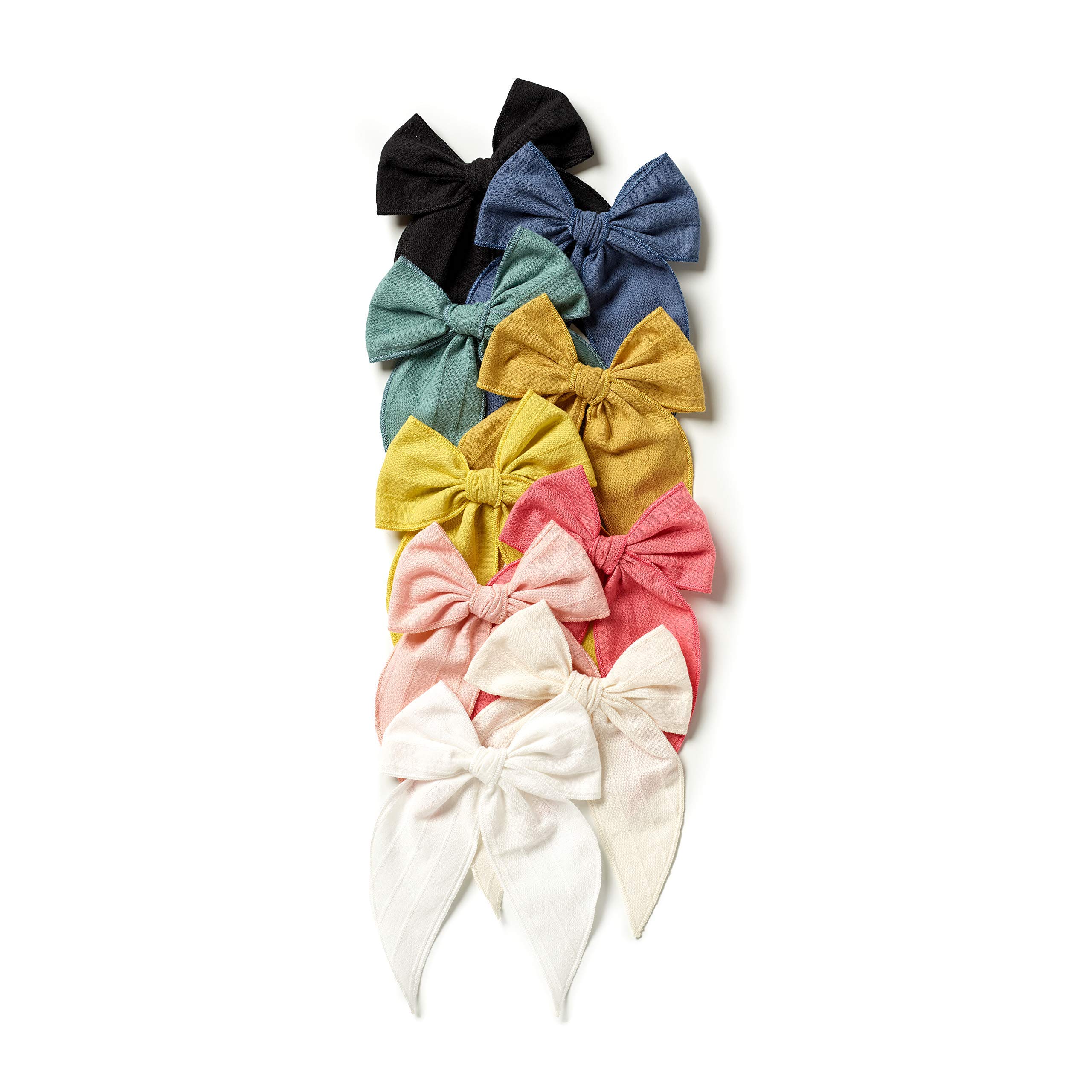 Little Poppy Co. Handmade Claire Hair Bows for Girls & Babies - Premium Embroidered Stripe Headbands, Stylish Hair Accessories for Parties, Photos & Everyday Wear