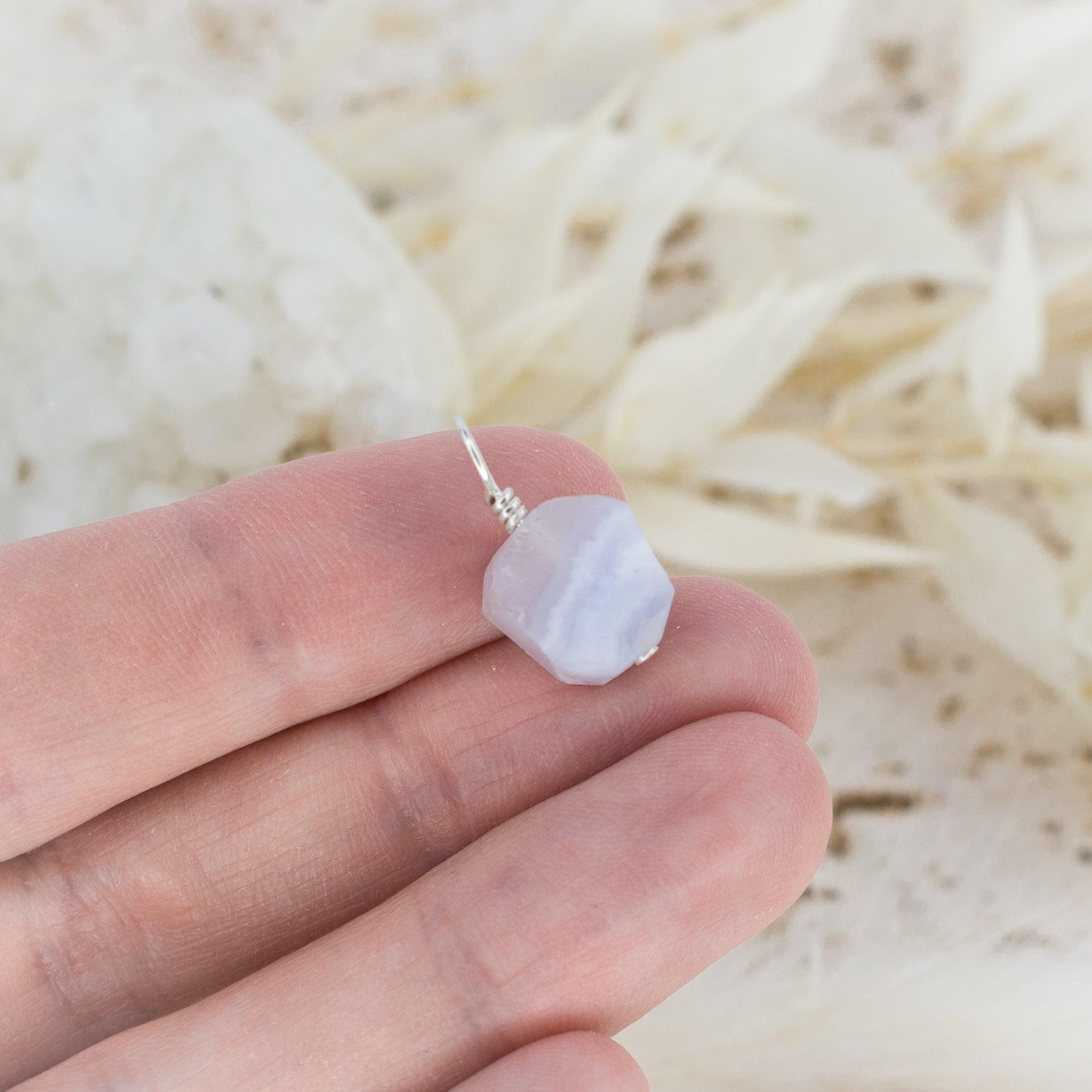 Natural Raw Blue Lace Agate Crystal Pendant Necklace - Healing Stone Jewelry for Women - Perfect for Meditation, Energy Work & Spiritual Gifts