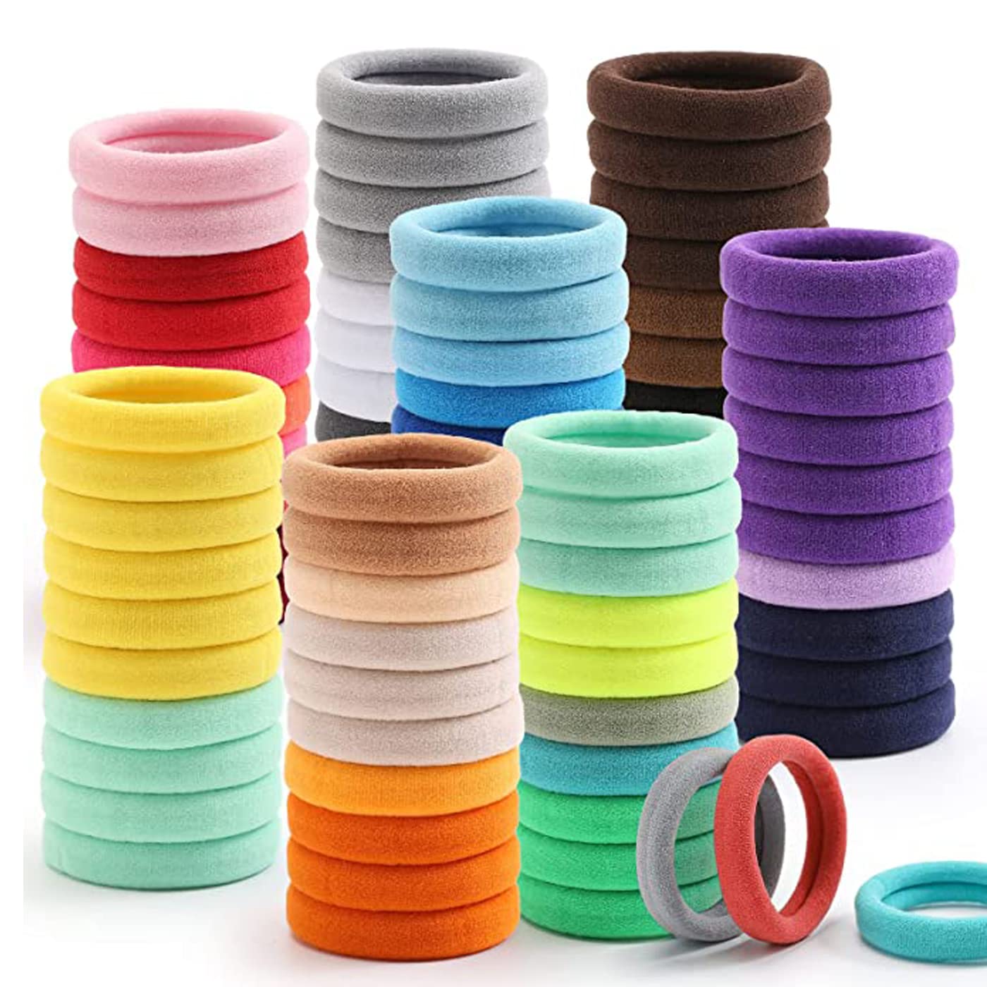 Rose Petals ® Thick Seamless Hair Bands - 100PCS No Crease Hair Ties, Ponytail Holders & Scrunchies for Thick Hair (Mixed Colors) | Gentle Hair Accessories for Workout, Yoga, Office & Daily Use