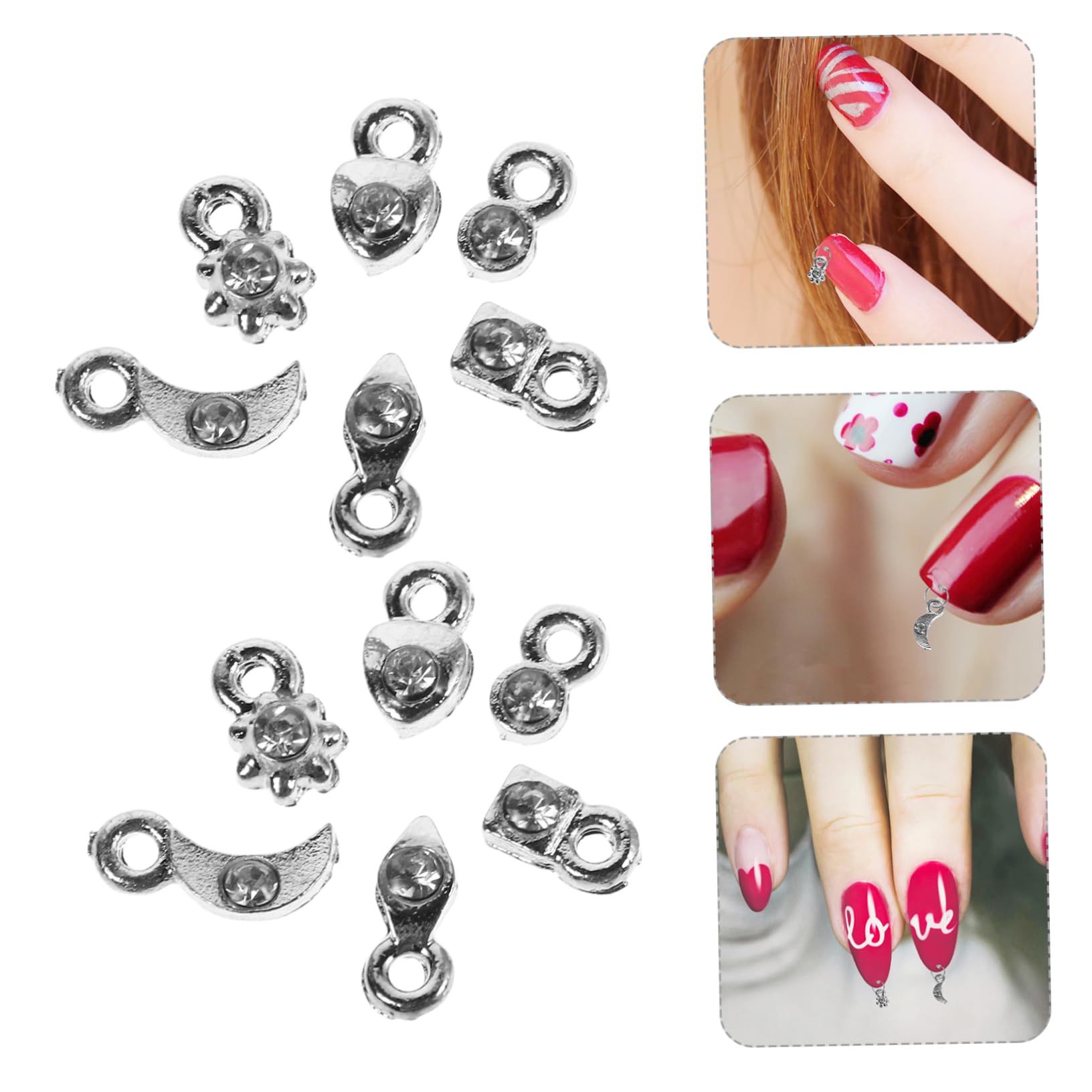 Minkissy 2 Sets Nail Piercing Tool Kit with Dangle Charms & Jewelry Rings - Professional Nail Art Tools for Acrylic Gels, Tips & Decorations - Perfect for Salon, DIY Manicures & Nail Art Designs