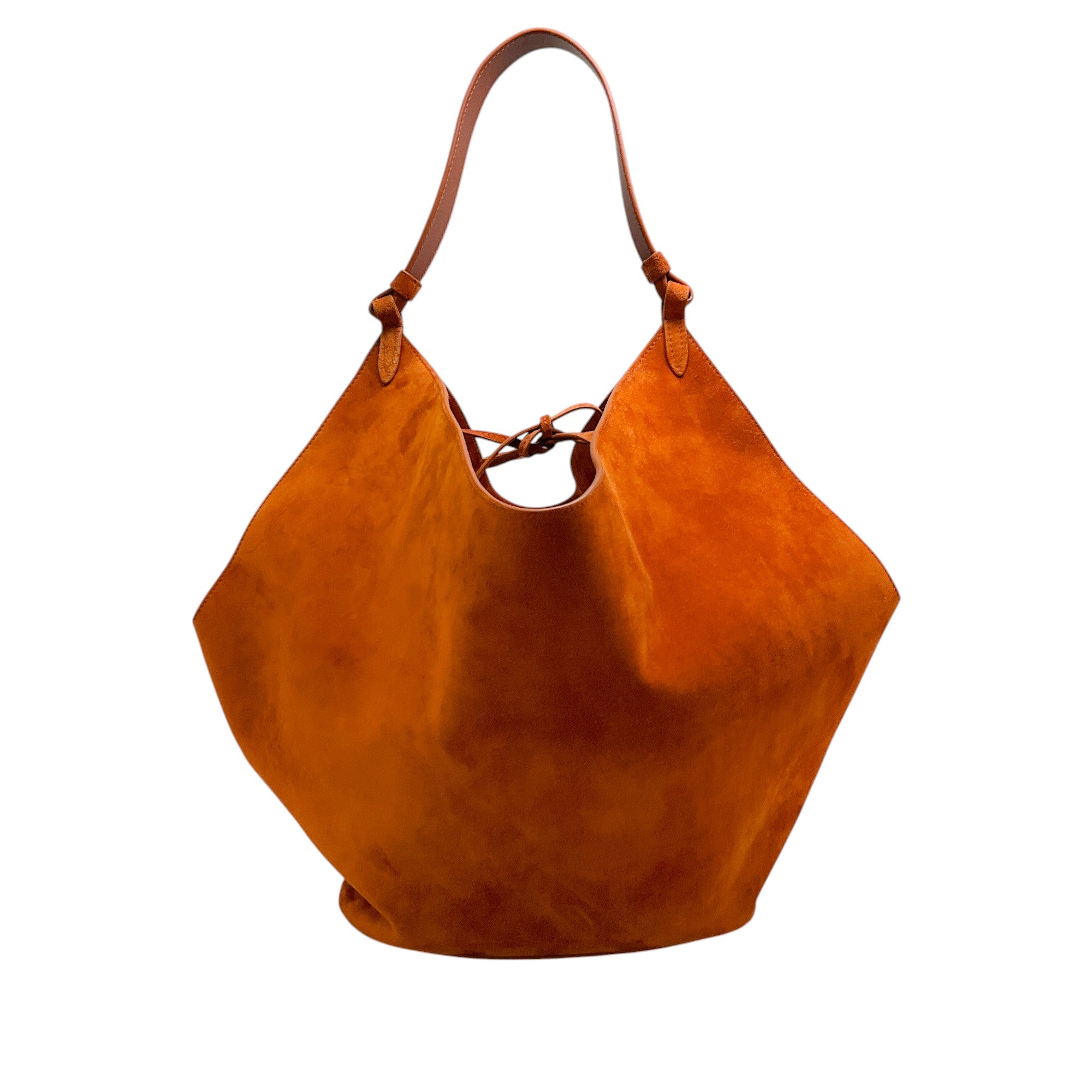 Khaite Medium Lotus Tote Bag in Caramel Suede Leather - Perfect for Work, Travel & Everyday Use
