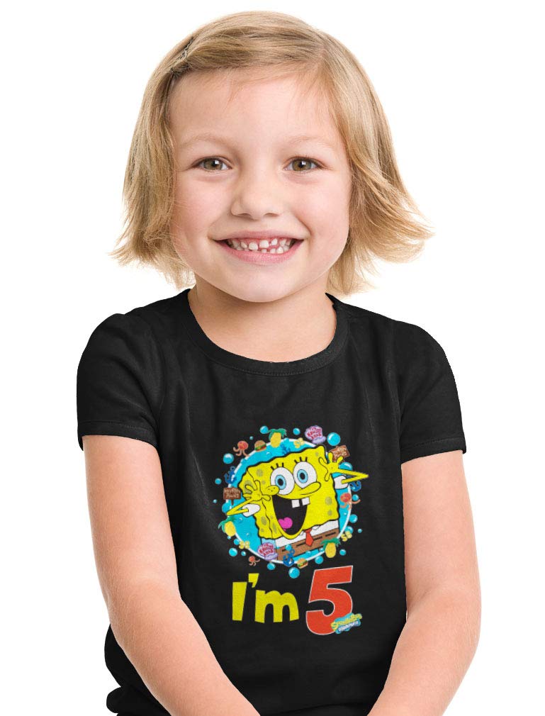 Official SpongeBob SquarePants 5th Birthday 'I'm 5' Toddler T-Shirt - Cute Kids Outfit for Birthday Parties & Celebrations
