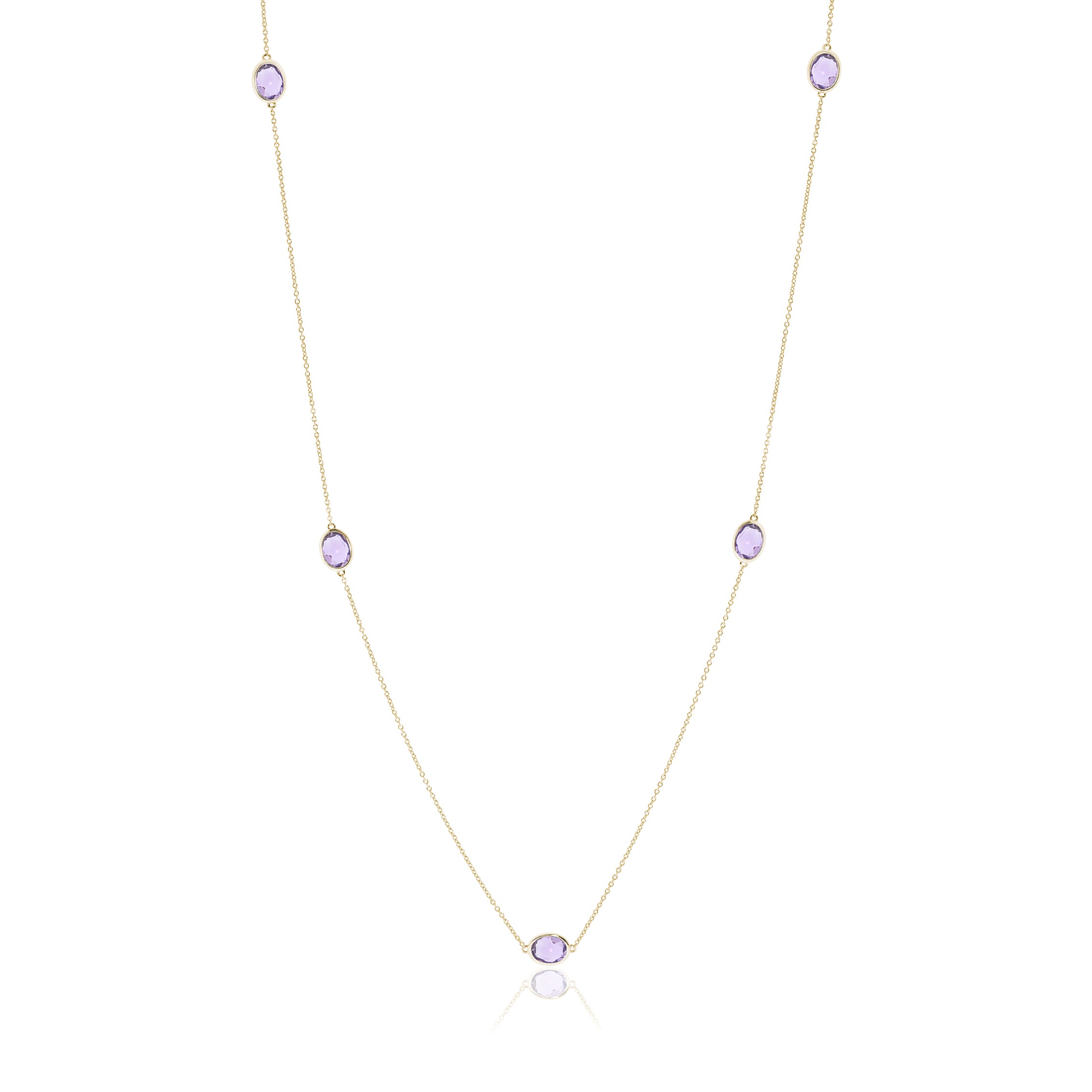 Elegant Amethyst Station Necklace – Dainty Purple Crystal Jewelry for Women, Perfect for Everyday Wear & Special Occasions
