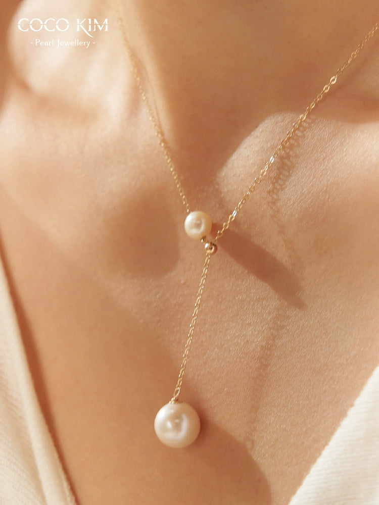 COCOKIM Embellished Series Adjustable Y-Shaped Pearl Necklace for Women - Elegant Layered Fashion Jewelry for Party, Wedding & Evening Outfits