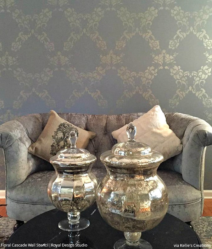 Floral Damask Wall Stencil for DIY Home Decor - Reusable Painting Template for Living Room, Bedroom, and Nursery Decoration