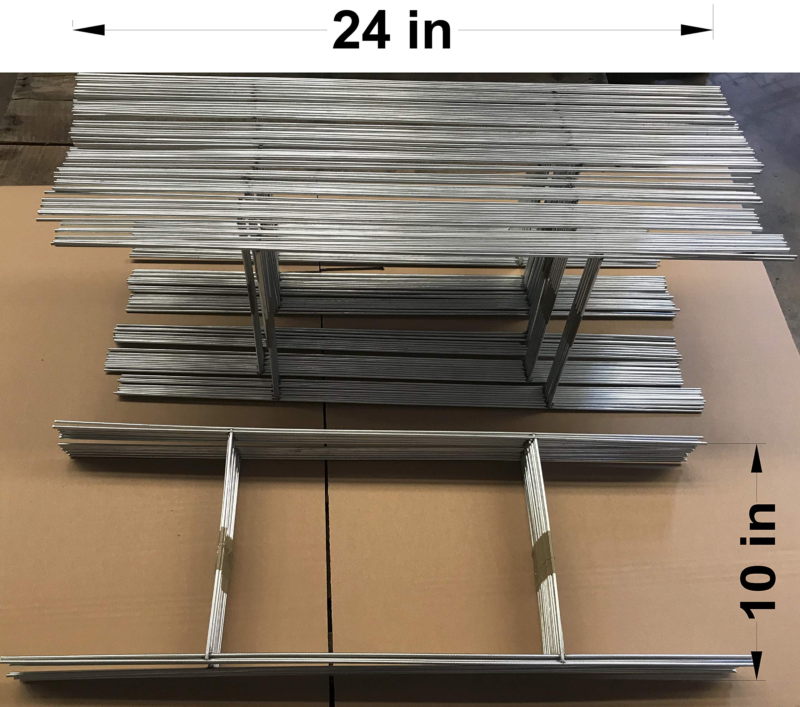 100 Pack Heavy Duty Metal Yard Sign Stakes - 10x24 Inch Galvanized H-Frame Wire Stakes (9 Gauge) for 4mm/5mm Corrugated Signs | Weatherproof Sign Holders for Political Campaigns, Real Estate, Business Advertising & Event Signage | Fast Same Day UPS Shipping