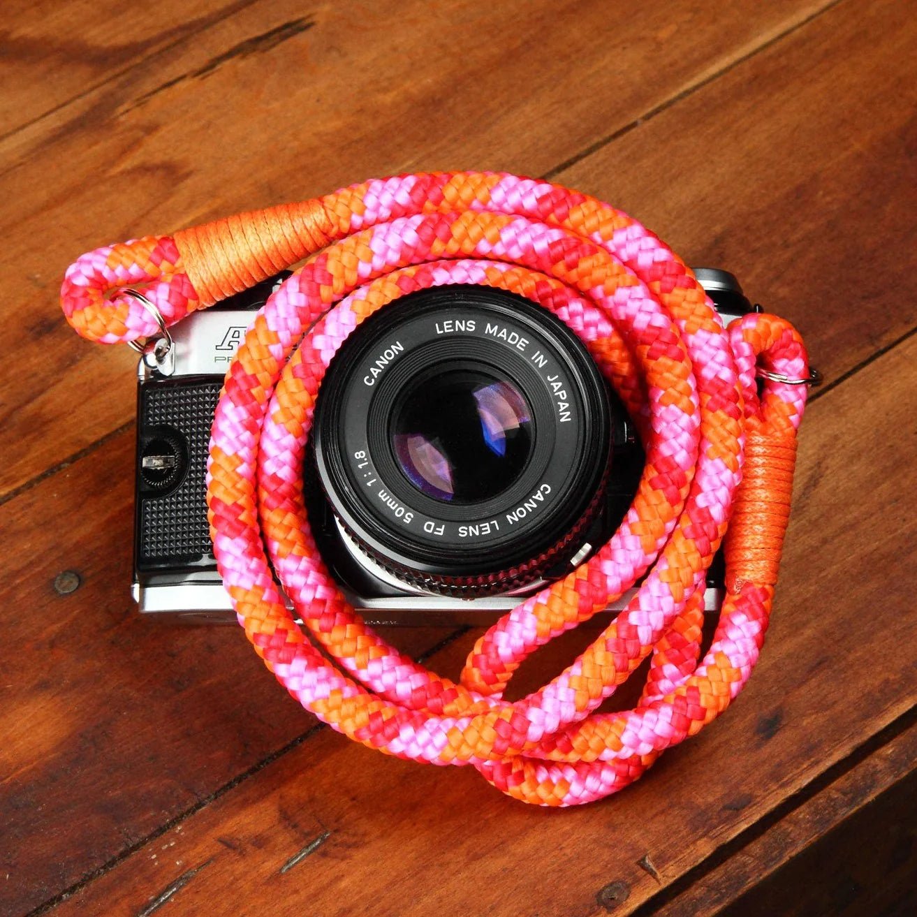 Photogenic Supply Co. Rope Camera Strap - Adjustable Neck Strap for DSLR & Mirrorless Cameras - Warm Earth Tones - Perfect for Travel, Hiking & Outdoor Photography