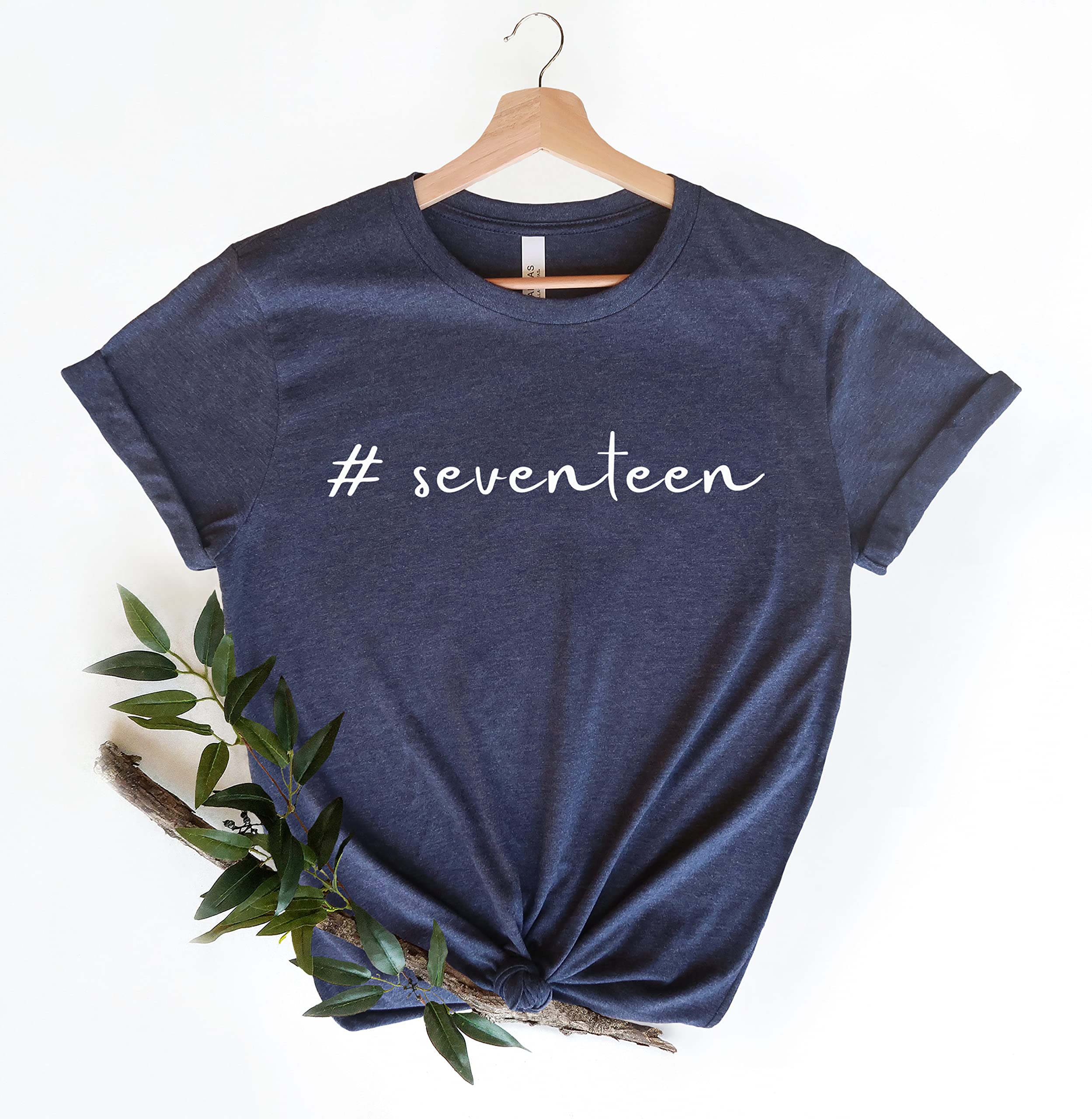 Hashtag Seventeen Shirt | 17th Birthday Girl T-Shirt | Cute Seventeen Birthday Party Top | Trendy Teen Outfit for Birthday Celebrations & Special Occasions