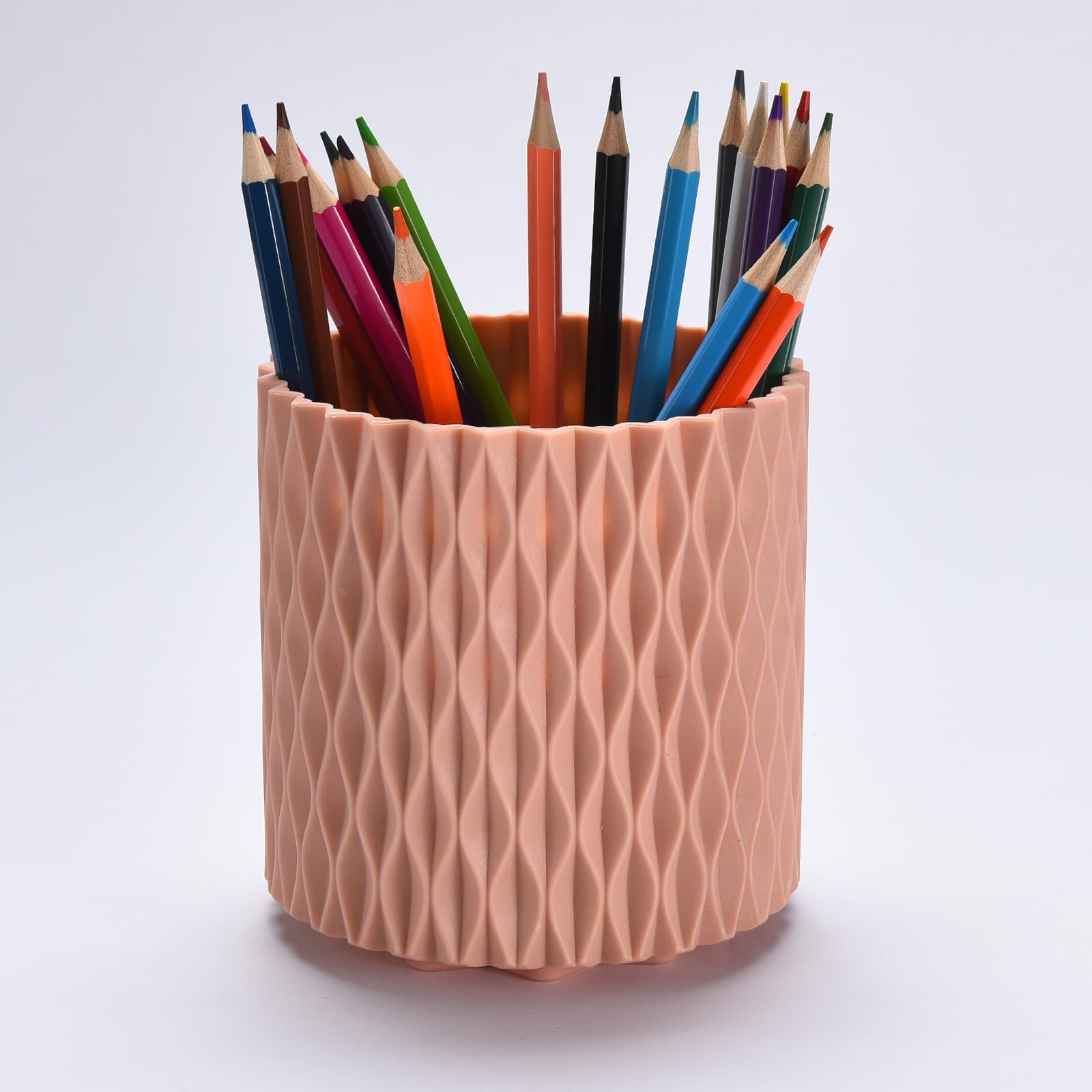360 Degree Rotating 5-Slot Pen Holder for Desk - Multifunctional Pencil & Makeup Brush Organizer for Home Office School (Pink) - Perfect for Study, Work & Beauty Organization