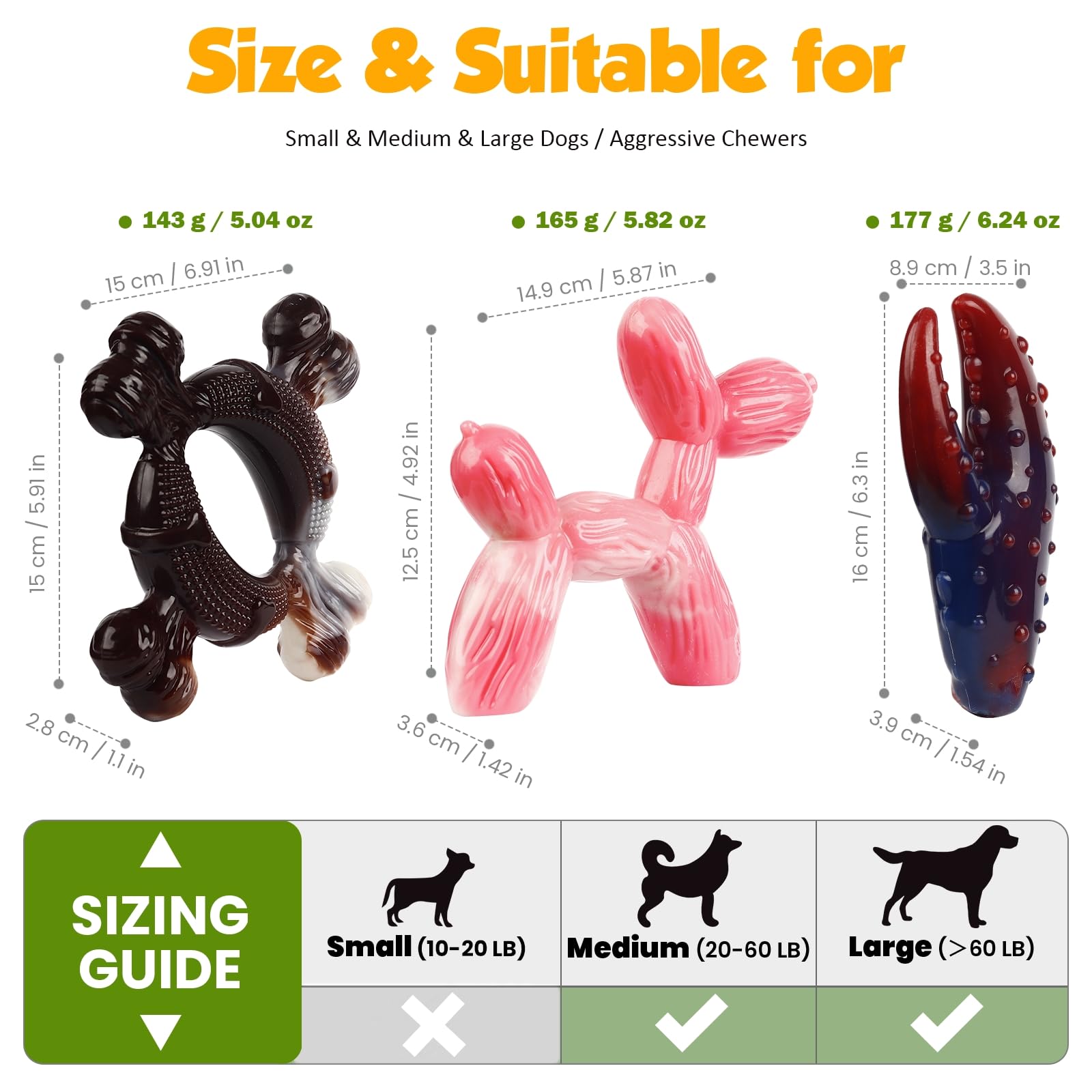 Indestructible Dog Chew Toys for Aggressive Chewers - 3-Pack Durable Nylon Dog Bones with 3 Flavors for Large & Medium Breeds | Perfect for Training, Teething & Playtime | Great Gift for Dogs