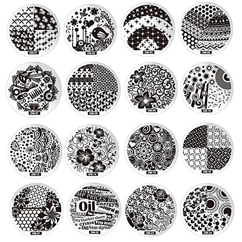 20-Piece Stainless Steel Nail Art Stamping Plates Set with 20 Unique Patterns - Professional Manicure Stamping Tool Kit for Nail Design, DIY Nail Art, Salon & Home Use