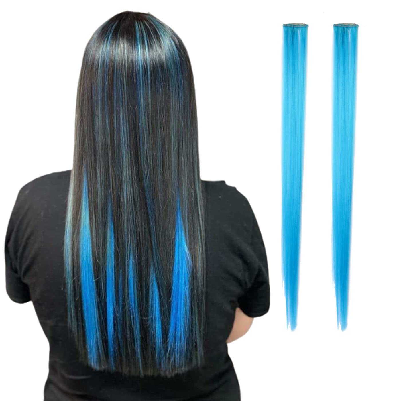Wizme Clip-In Hair Extensions for Women - Set of 2 Colored Hair Pieces (Pack of 1) - Perfect for Volume, Length & Styling for Parties, Weddings & Daily Wear