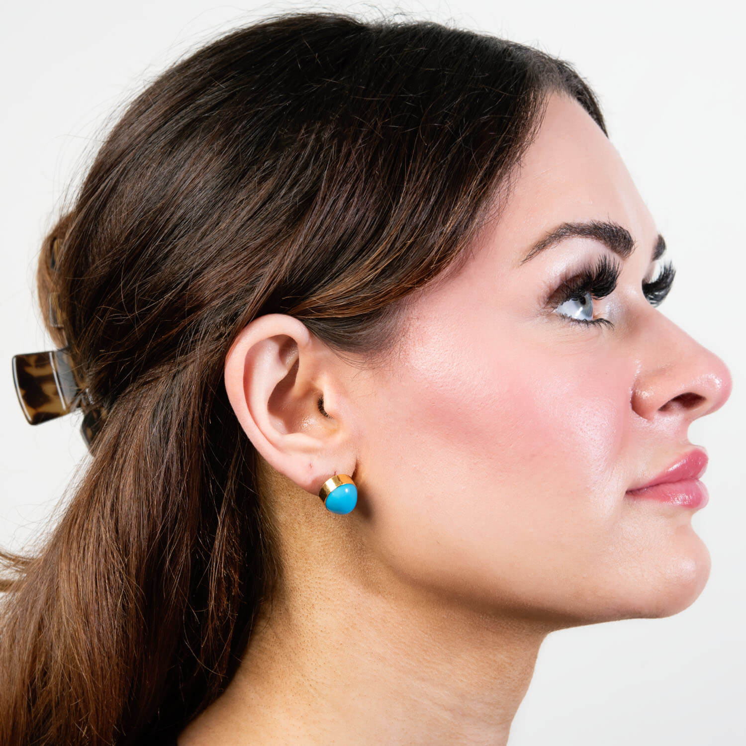 Victorian Style 18k Gold Turquoise Stud Earrings for Women - Elegant Jewelry Gift for Birthday, Anniversary & Special Occasions