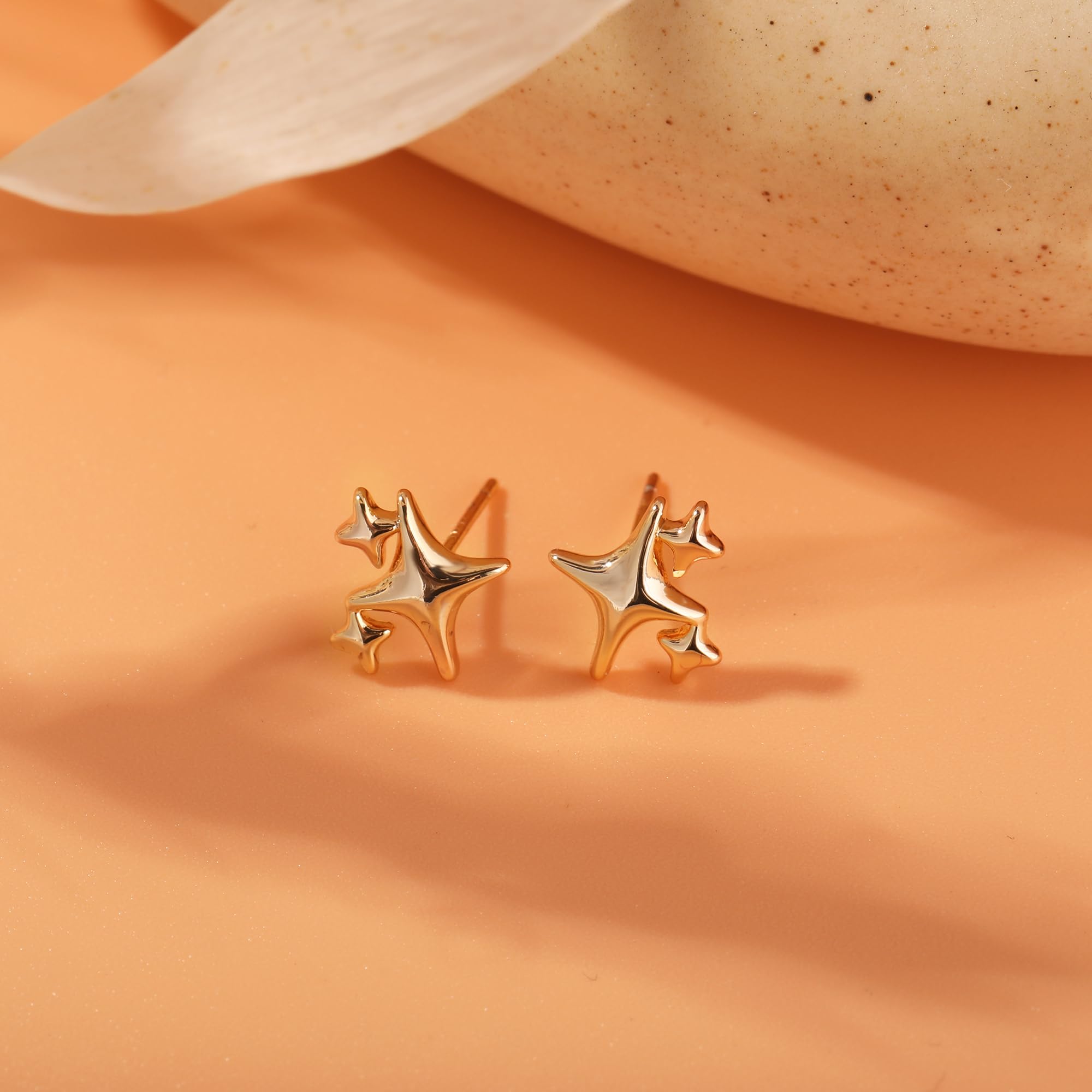 14K Gold Plated Star Stud Earrings for Women - Hypoallergenic Dainty Minimalist Jewelry - Perfect Gift for Her, Birthday, Anniversary & Everyday Wear