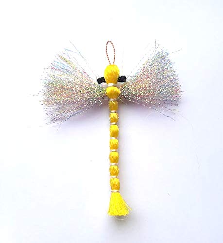 Interactive Cat Teaser Wand with Dragonfly Toy - Yellow Feather Wand for Cats - Fun Playtime & Exercise for Indoor Kittens