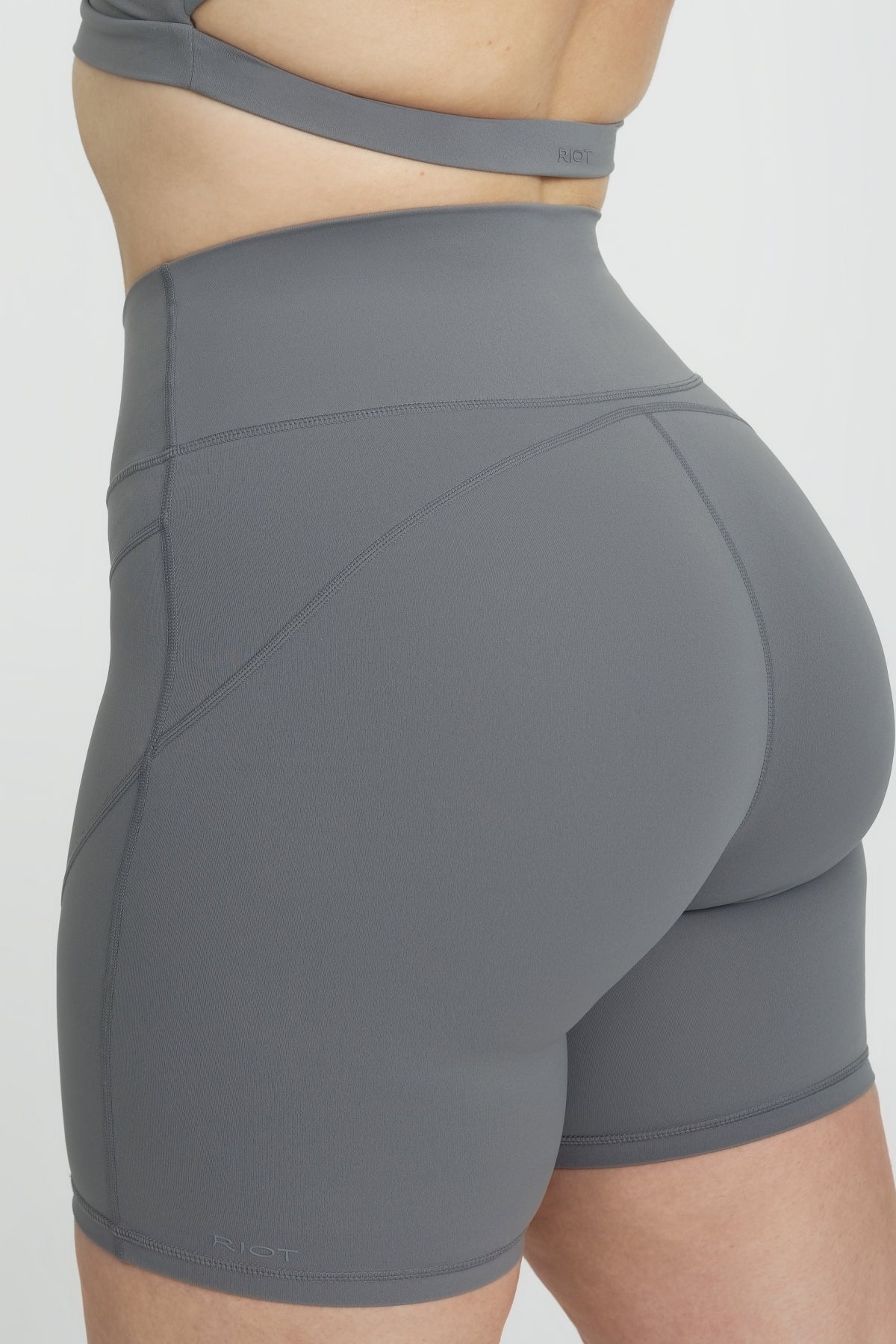 Billi Contour Biker Shorts - High Waist Steel Gray Cycling Shorts for Women | Perfect for Gym, Yoga & Outdoor Activities