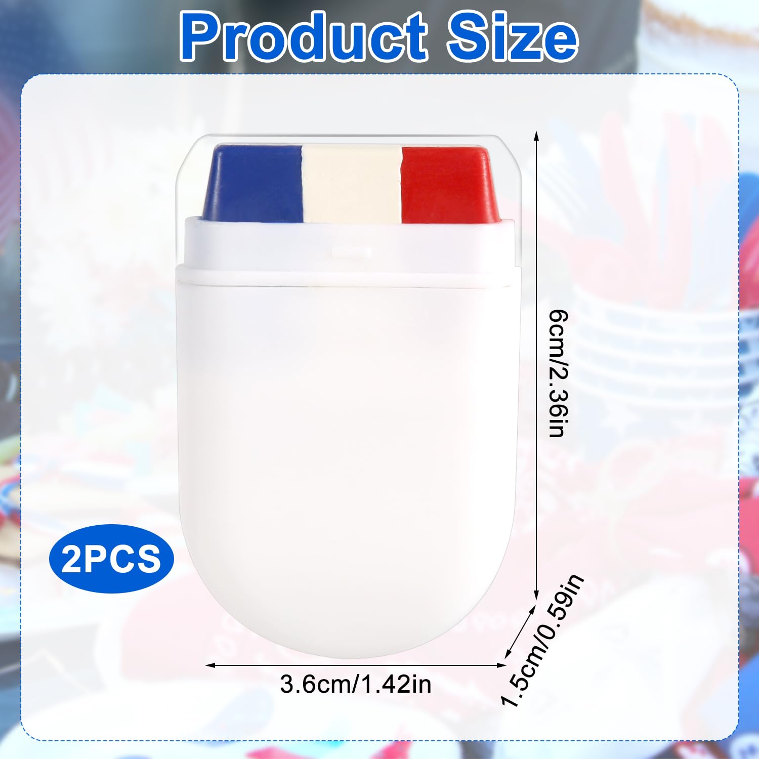 2 Pack Patriotic 4th of July Face Paint Sticks - Red White & Blue USA Flag Design for Softball, Baseball, Sports Events & Independence Day Celebrations - Safe for Men, Women & Kids - Perfect for Team Spirit, Game Days & National Holidays