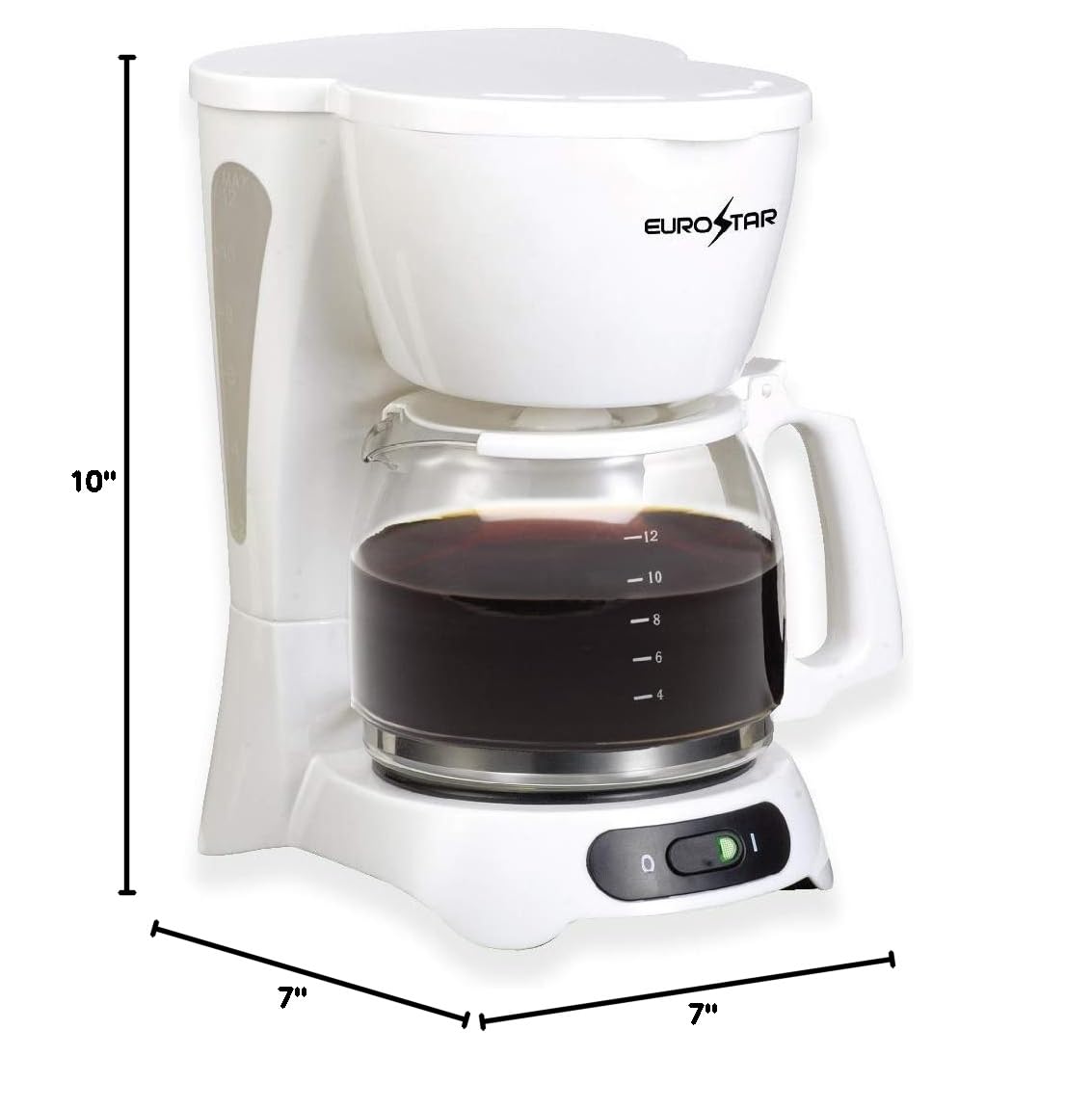 EUROSTAR ECM642W 12-Cup Programmable Coffee Maker with Auto Shut-Off - White - Perfect for Home, Office & Entertaining Guests