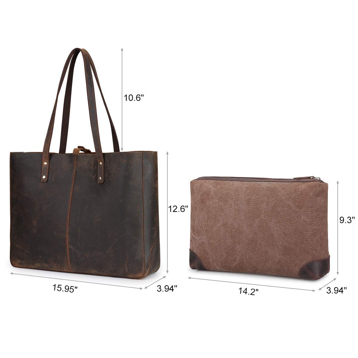 S-ZONE Genuine Leather Tote Bag for Women - Stylish Shoulder Handbag & Crossbody Purse Set | Perfect for Work, Travel & Everyday Use