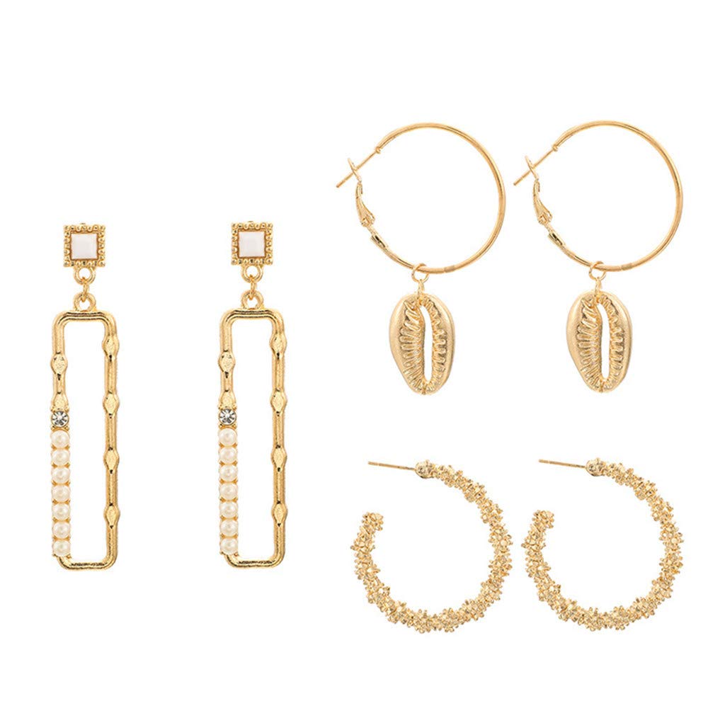 Elegant Round Pearl Alloy Open 3 Shell Earrings for Women - Silver Fashion Dangle Earrings | Perfect for Parties, Weddings & Everyday Wear