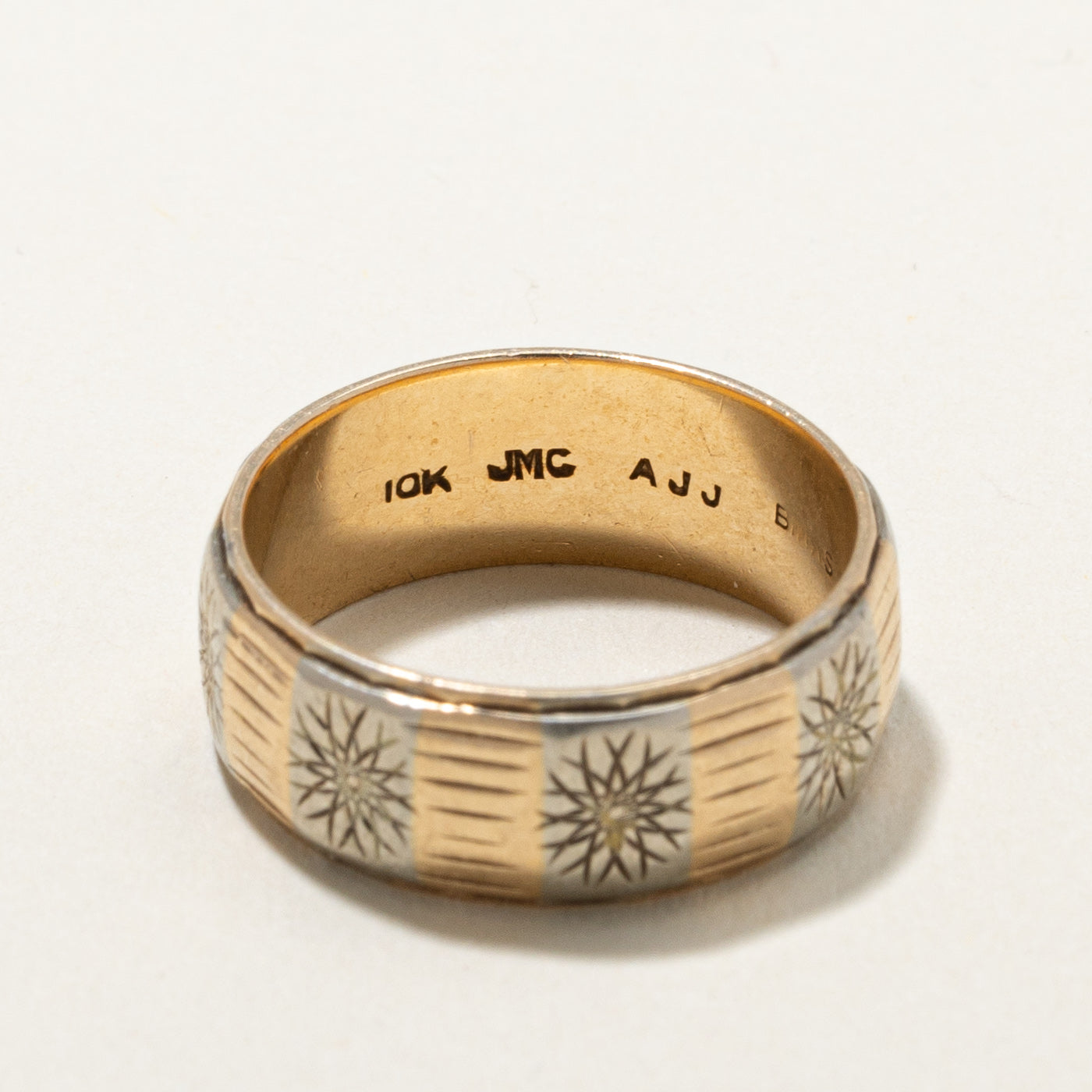 10K Yellow Gold Engraved Wedding Band Ring - 6.9mm Wide Size 5.75 - Perfect for Anniversary Gifts, Bridal Jewelry & Special Occasions