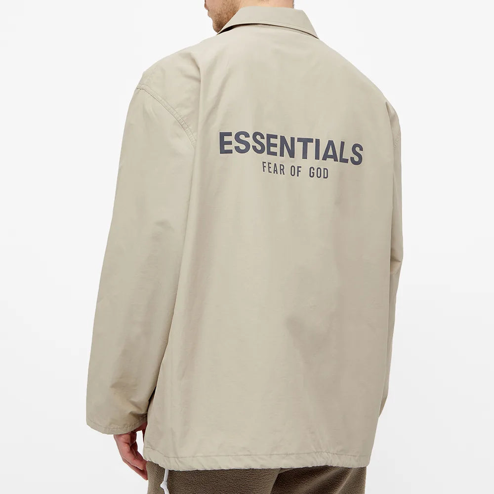 Fear of God Essentials Coach Jacket in Sage Green - Stylish Lightweight Outerwear for Men | Perfect for Casual Wear, Street Style & Layering