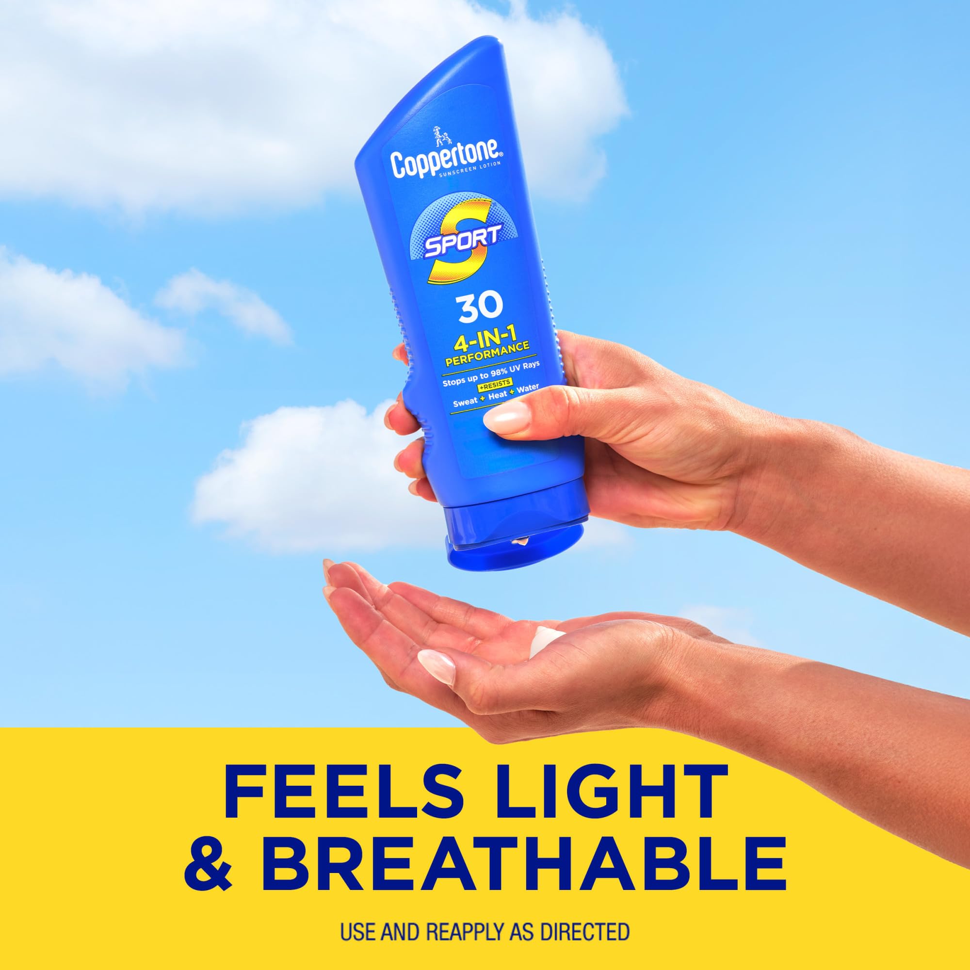 Coppertone SPORT SPF 30 Sunscreen Lotion - Water Resistant & Sweatproof Broad Spectrum Protection - 7 Fl Oz (Pack of 12) - Perfect for Swimming, Beach, Outdoor Sports & Active Lifestyles