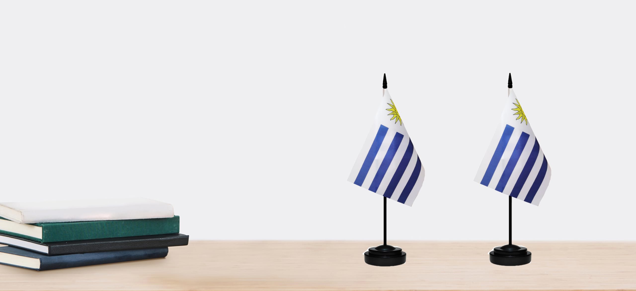 Premium 2-Pack Mini Uruguay Desk Flags with 13