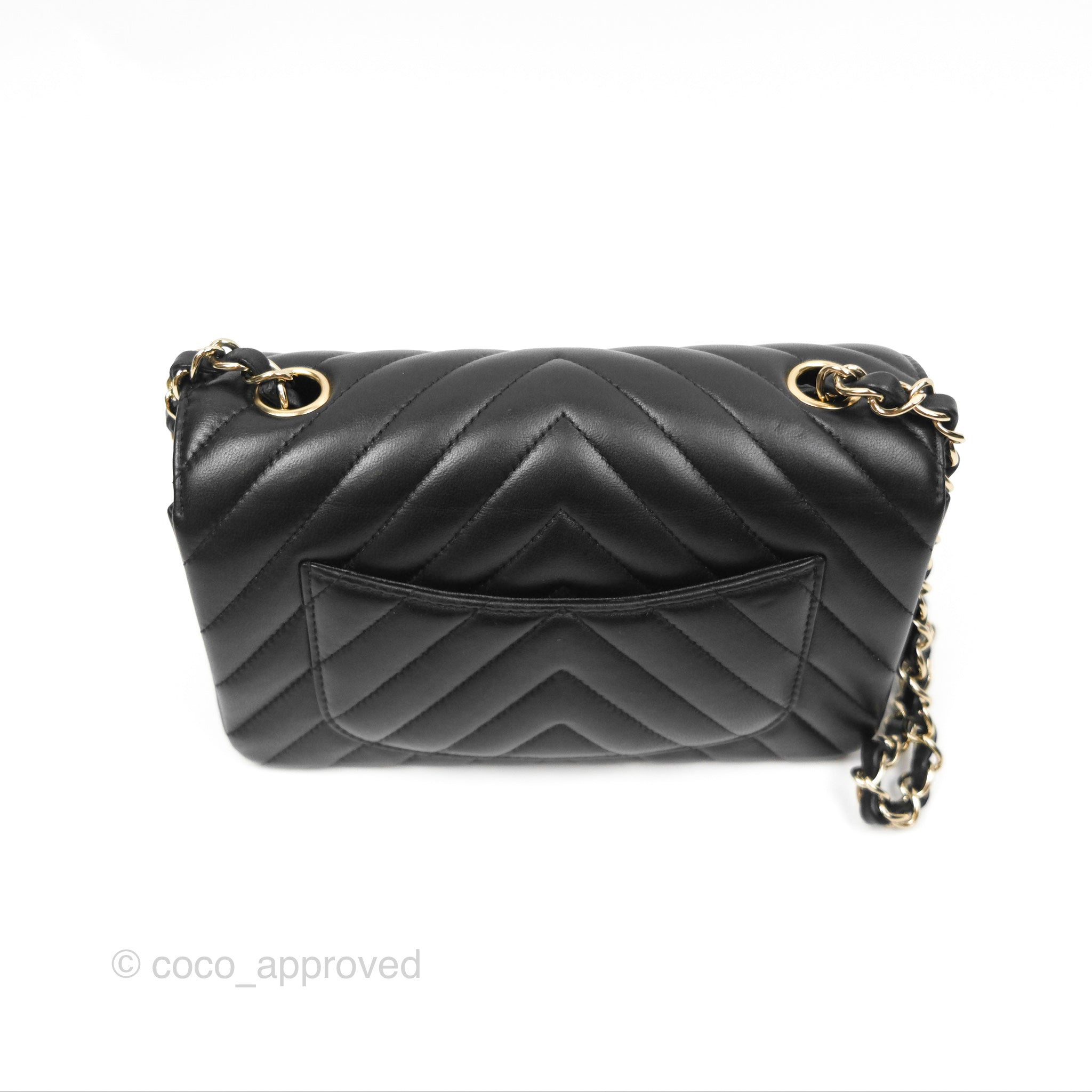 Chanel Chevron Mini Rectangular Flap Bag in Black Lambskin Leather with Gold Hardware - Luxury Crossbody Purse for Women, Perfect for Evening Events & Date Nights