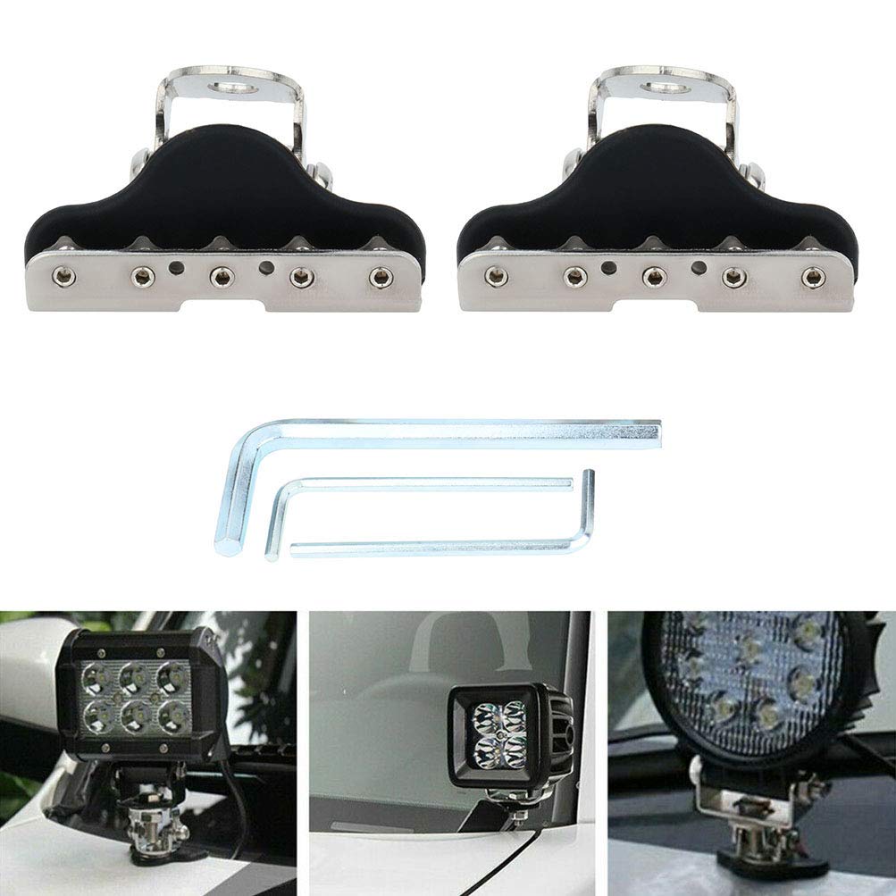 INEEDUP LED Light Pod Metal Hood Mount Bracket Kit - Black A-Pillar Dual Cube Mounts for 2007-2018 Jeep Wrangler JK - Durable Off-Road Lighting Accessories for Enhanced Night Visibility