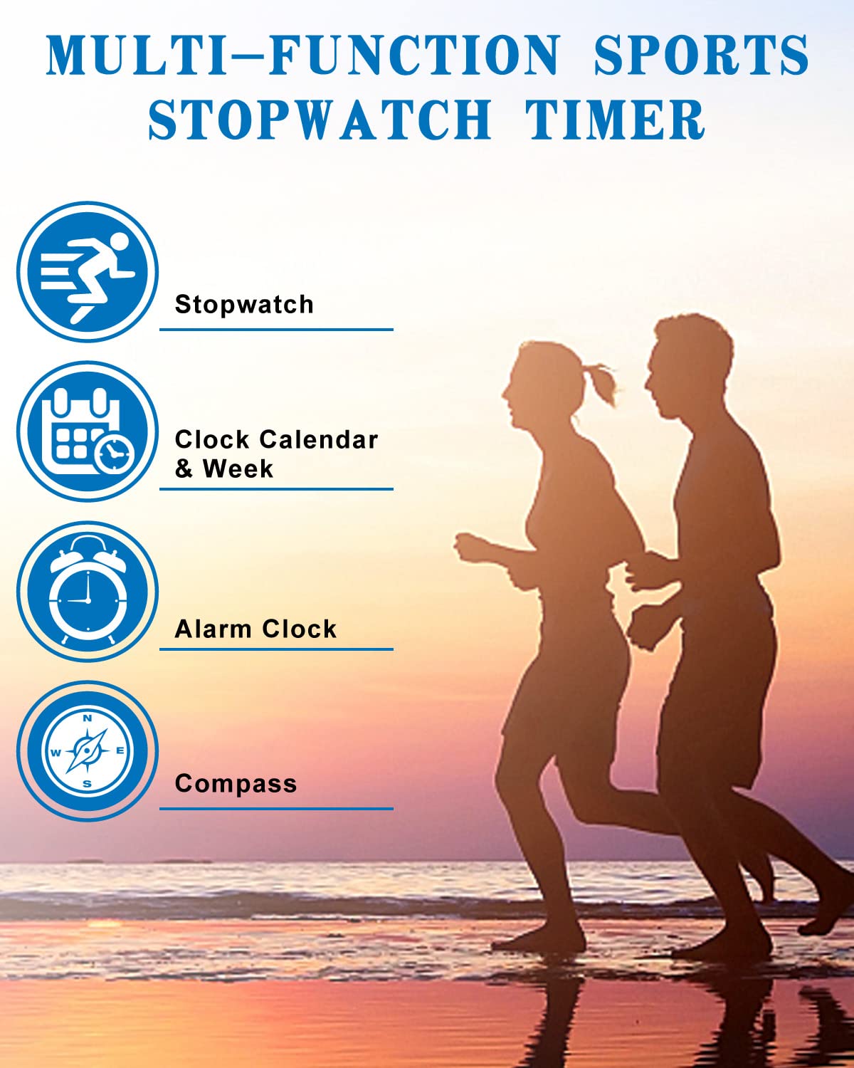 Professional Digital Stopwatch Timer with Calendar, Alarm & Compass - Multifunctional Sports Stopwatch for Swimming, Running, Soccer Coaches & Referees (3 Pack) - Perfect for Training, Competitions & Outdoor Activities