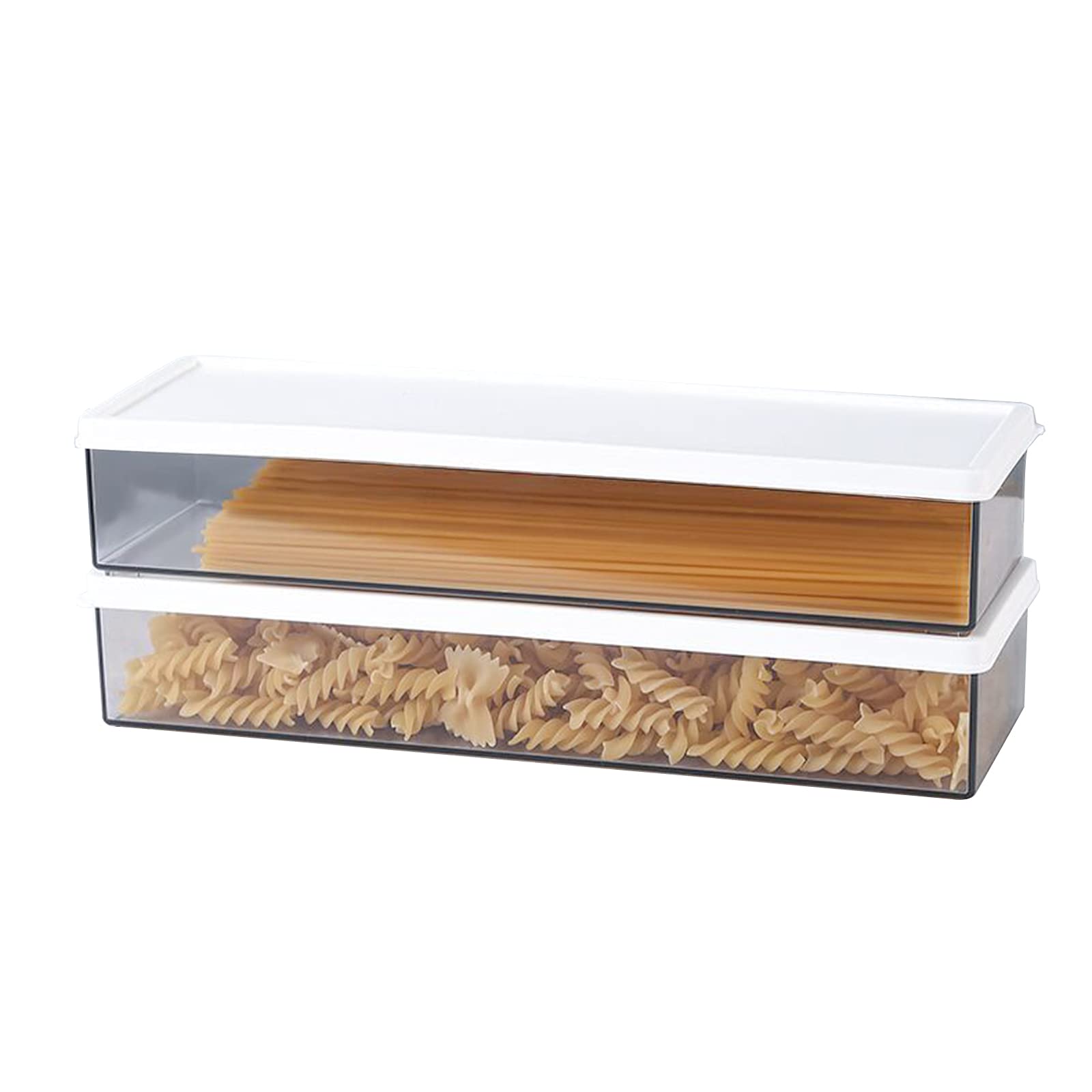 2-Pack Clear Plastic Pasta Storage Containers with Lids - Airtrectangular Spaghetti Food Containers for Kitchen & Pantry Organization - Perfect for Meal Prep, Leftovers & Dry Food Storage