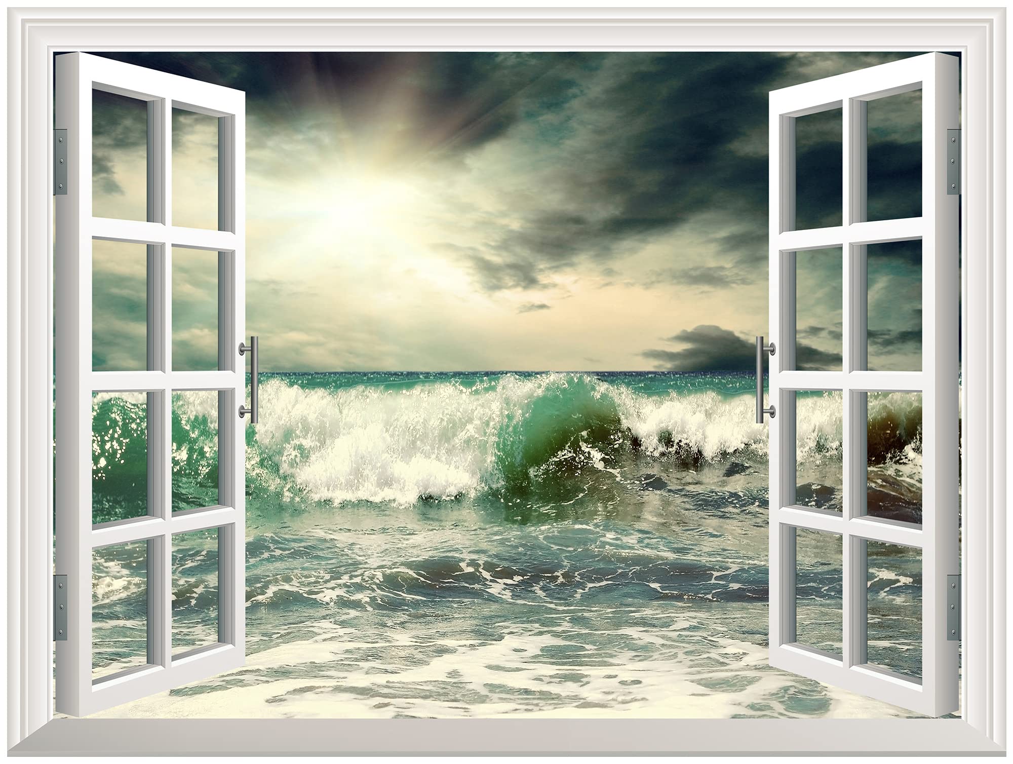 Wall26 Removable Wall Sticker & Mural - Stunning Stormy Seascape Wave Art | 24