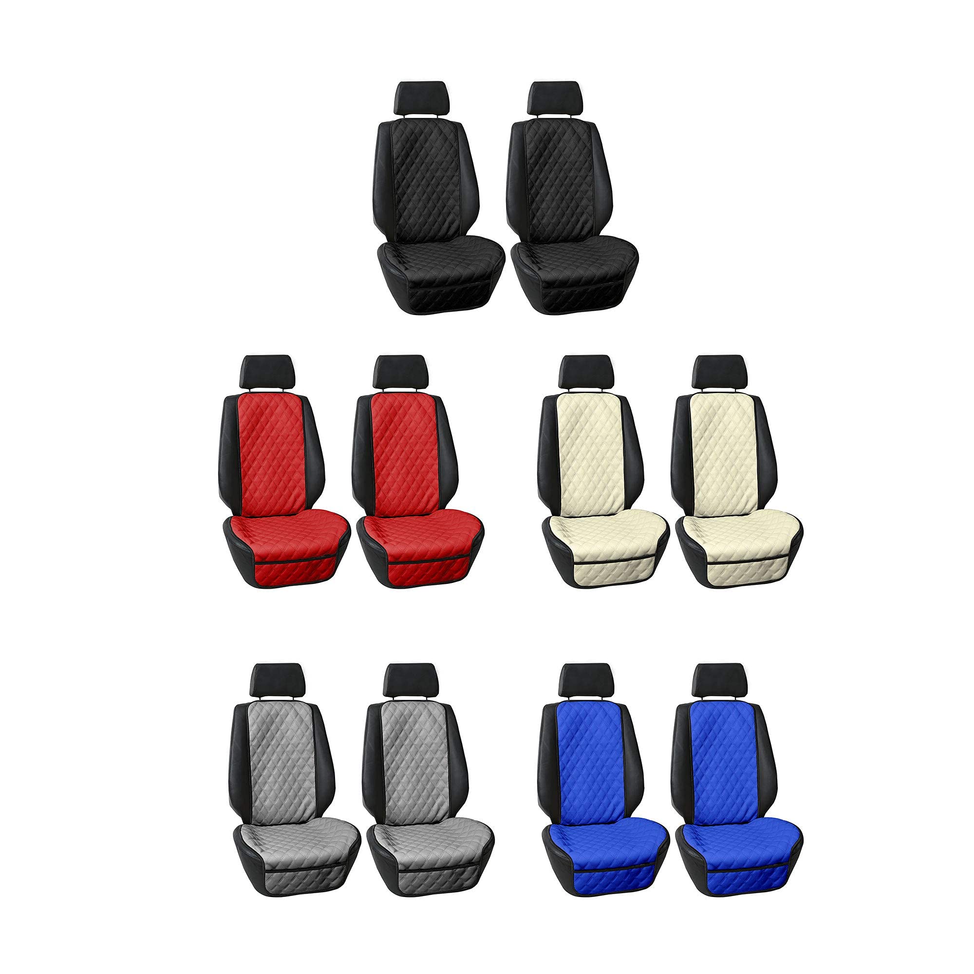 FH Group Neosupreme 2-Pack Universal Car Seat Covers - Waterproof Faux Leather Cushion Protector for Cars, Trucks & SUVs (Red) - Perfect for Road Trips, Daily Commute & Pet Protection