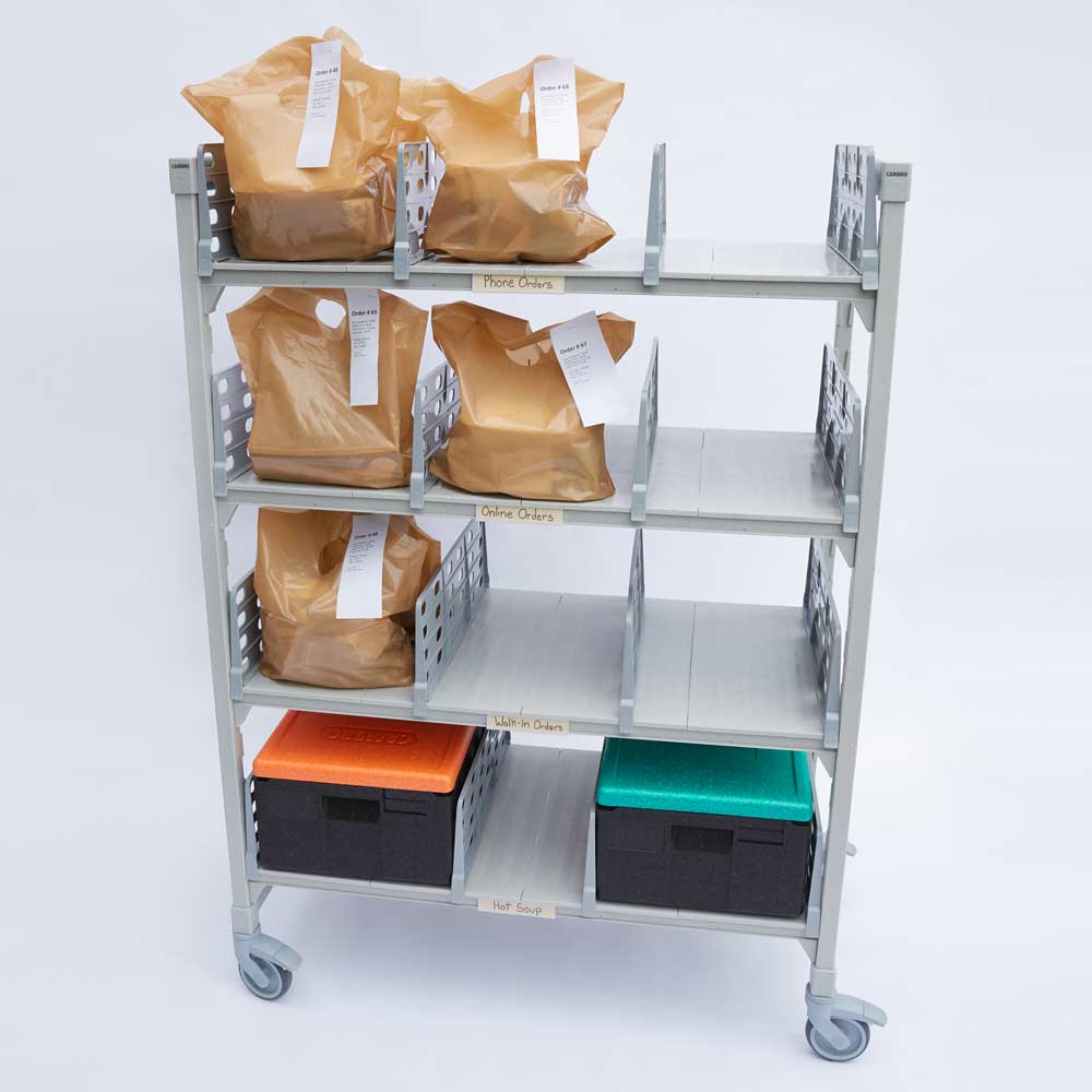 Cambro CPM244867FX3480 Premium Flex Station Shelving Unit - 3-Tier, 1 Shelf with Angled Divider Bars (24