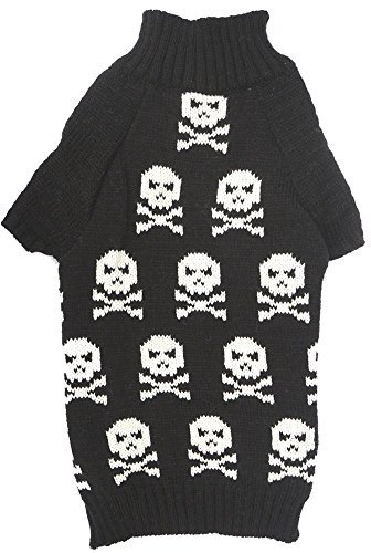 Black Skull Dog Sweater - Fashion Pet Halloween Costume for Large Dogs (L) | Warm & Stylish Outfit for Halloween Parties & Cold Weather