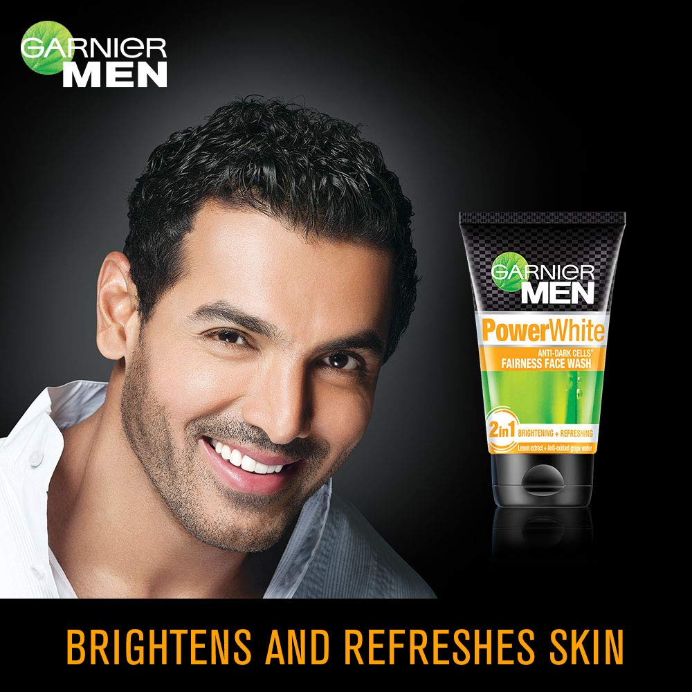 Garnier Men Power White Anti-Dark Cells Brightening Face Wash & Acno Fight Anti-Pimple Cleanser - 100g Each | Men's Skincare for Dark Spots & Acne | Daily Face Wash Routine for Clear, Radiant Skin