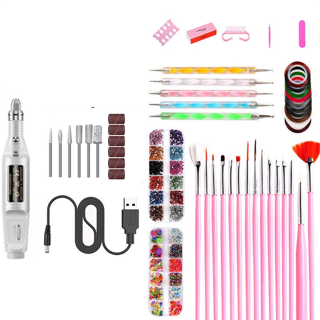 50PC Professional Acrylic Nail Kit - Portable Manicure Pedicure Set with Exfoliating, Grinding & Polishing Tools for Home Spa, Salon & Travel (Silver) | Perfect for DIY Nail Care & Professional Grooming