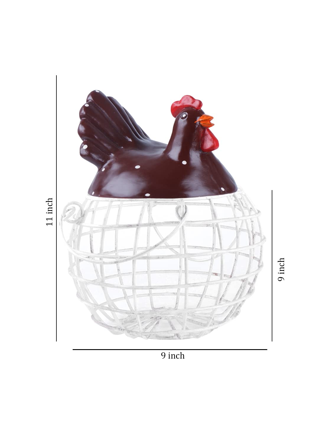Red Resin Egg Basket with Intricate Woven Design - Elegant White Ink Decor Showpiece for Easter, Home Decor & Table Centerpiece
