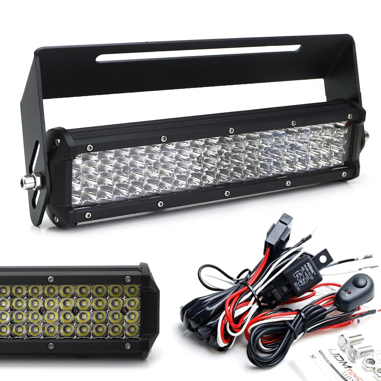 80 LED Light Bar with Lower Bumper Bracket & Wiring Kit - Compatible with 2017-2022 Ford F250 F350 Super Duty - Off-Road, Truck, Jeep Lighting Upgrade for Enhanced Night Visibility