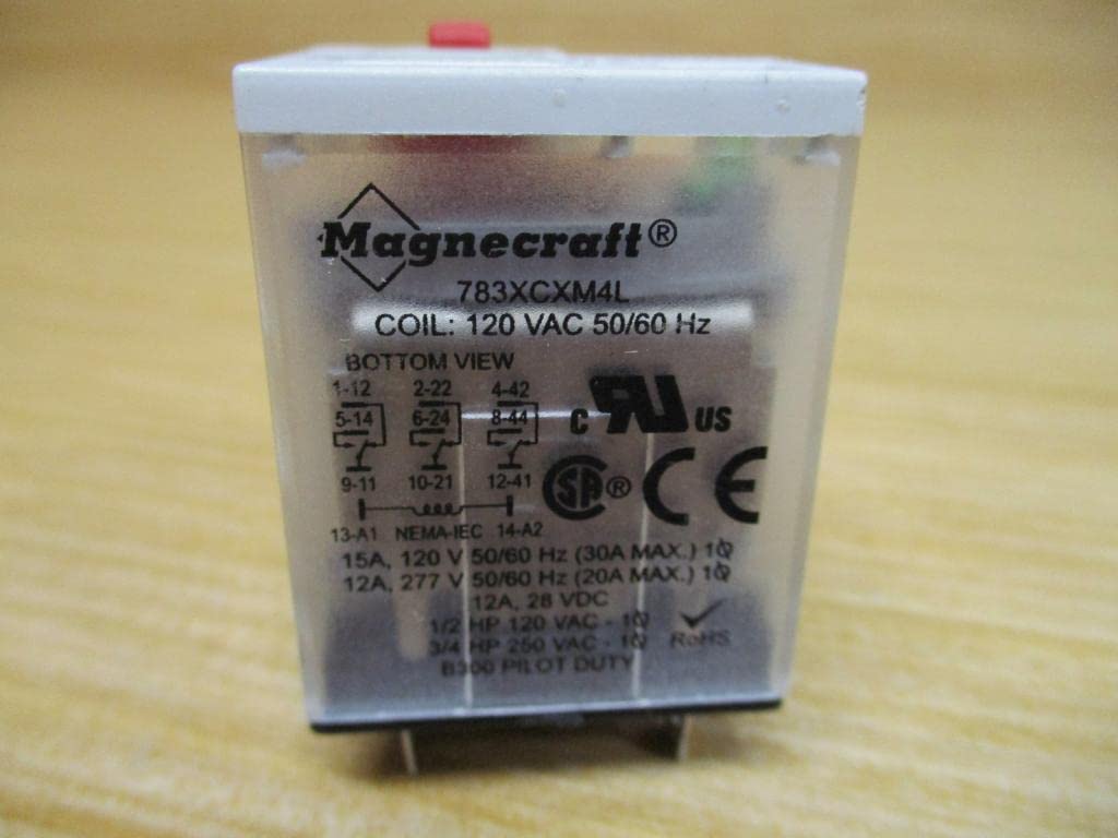 11 Pin Square Plug-in Relay 120V AC - Ideal for HVAC Systems, Industrial Control Panels & Electrical Equipment