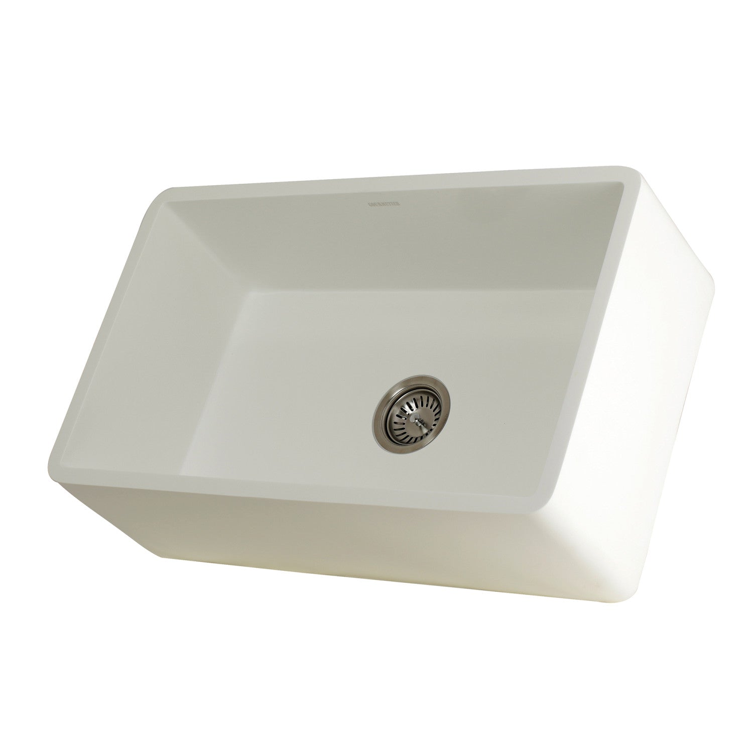 Arcticstone GKFA301810BC 30 Inch White Farmhouse Kitchen Sink - Solid Surface Apron Front Single Bowl with Strainer, Matte Finish | Perfect for Rustic & Modern Kitchens