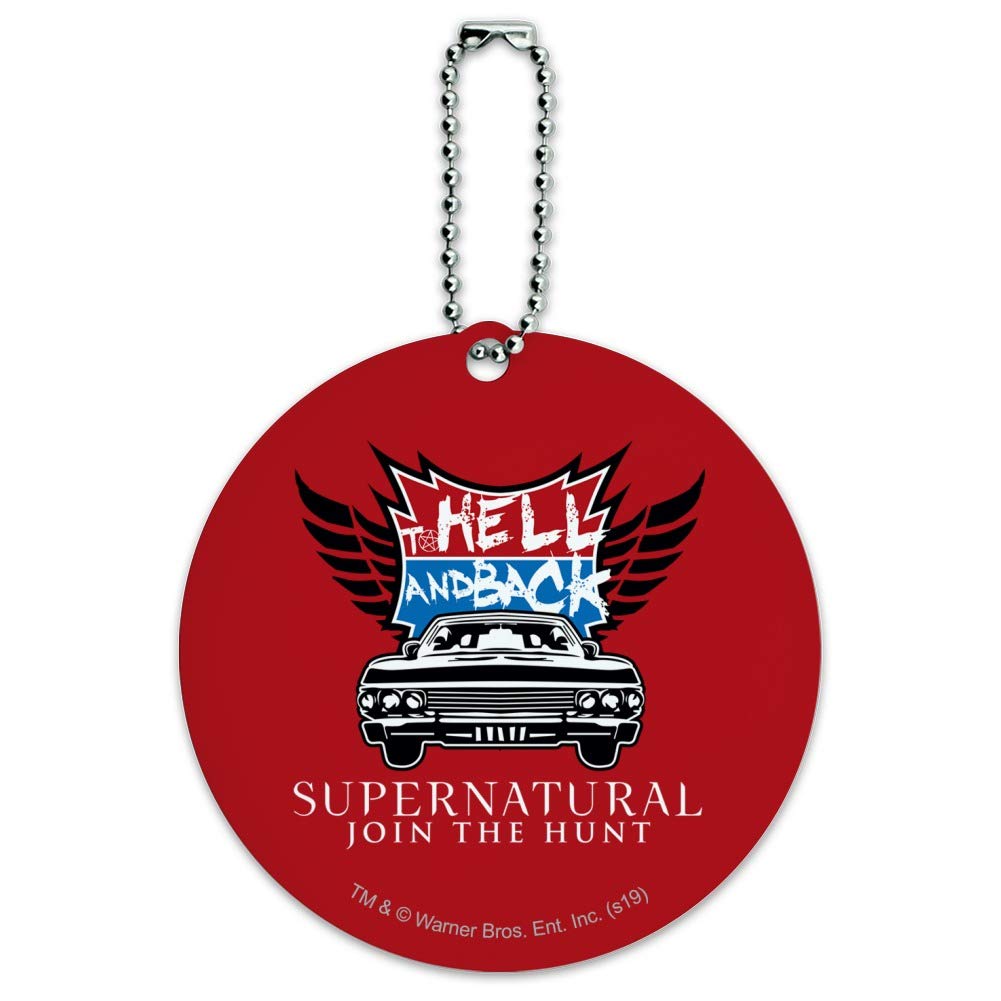 Supernatural to Hell and Back Round Luggage ID Tag - Durable Suitcase Name Tag for Carry-On Bags - Perfect for Travel Identification and Lost Baggage Prevention