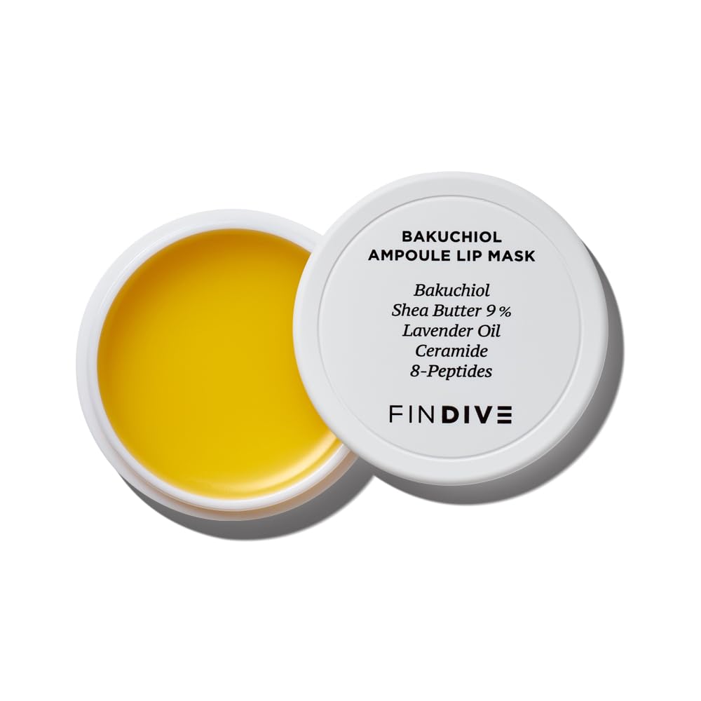 FINDIVE Bakuchiol Ampoule Lip Mask - Plant-Based Retinol Alternative for Dry Lips, 8g - Overnight Hydration & Anti-Aging Treatment for Soft, Plump Lips